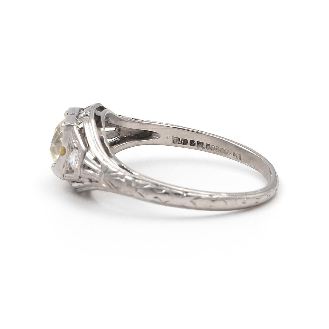 Art Deco 0.55 Ct. Old European Cut Diamond Engagement Ring