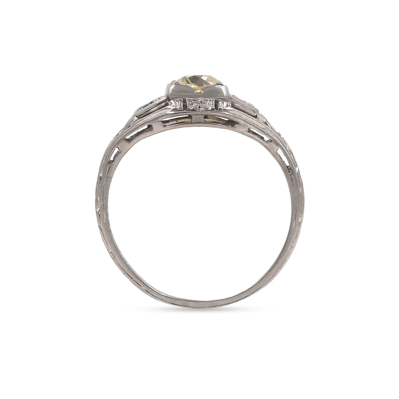 Art Deco 0.55 Ct. Old European Cut Diamond Engagement Ring