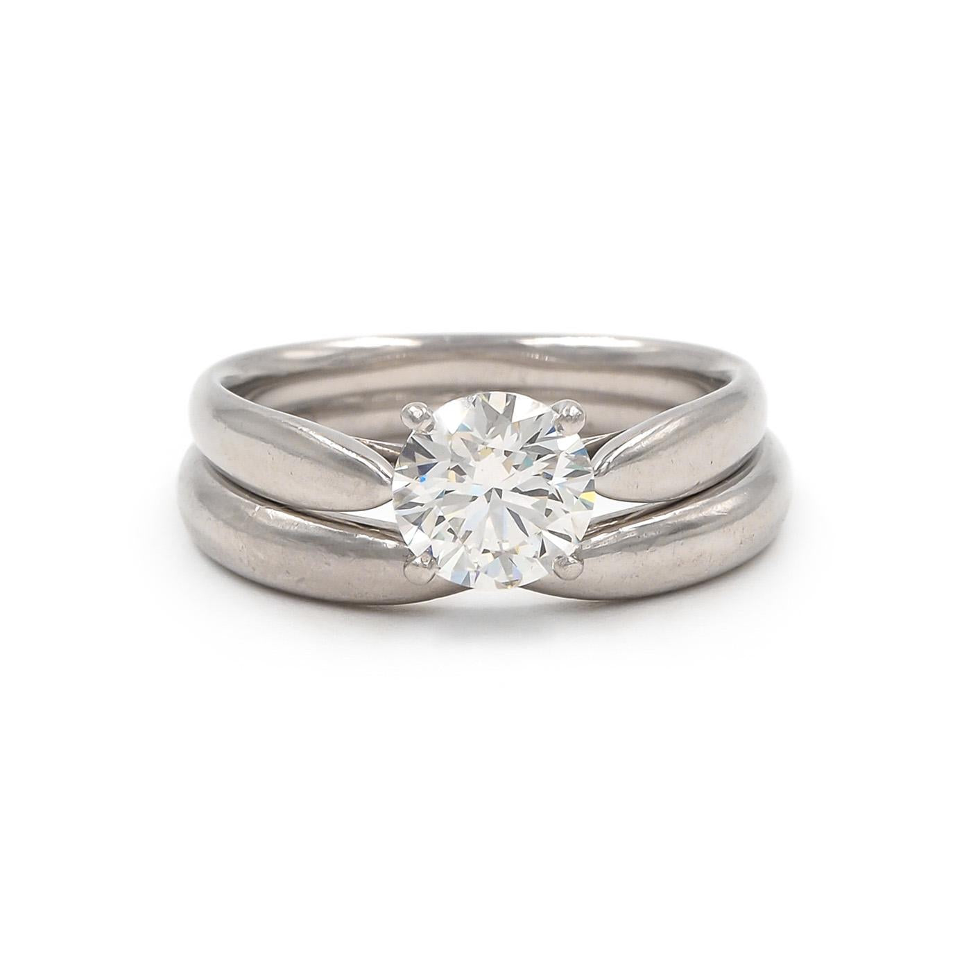 Vintage 1.12 Ct. Round Brilliant Cut Diamond Solitaire Wedding Ring Set from T&C