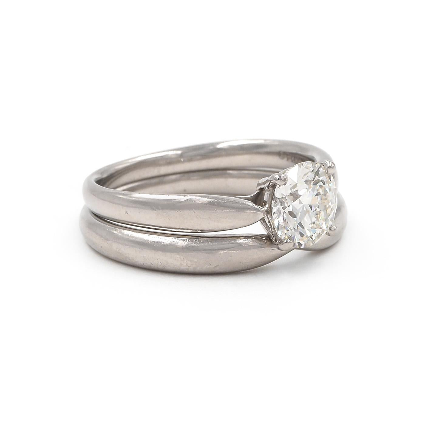 Vintage 1.12 Ct. Round Brilliant Cut Diamond Solitaire Wedding Ring Set from T&C