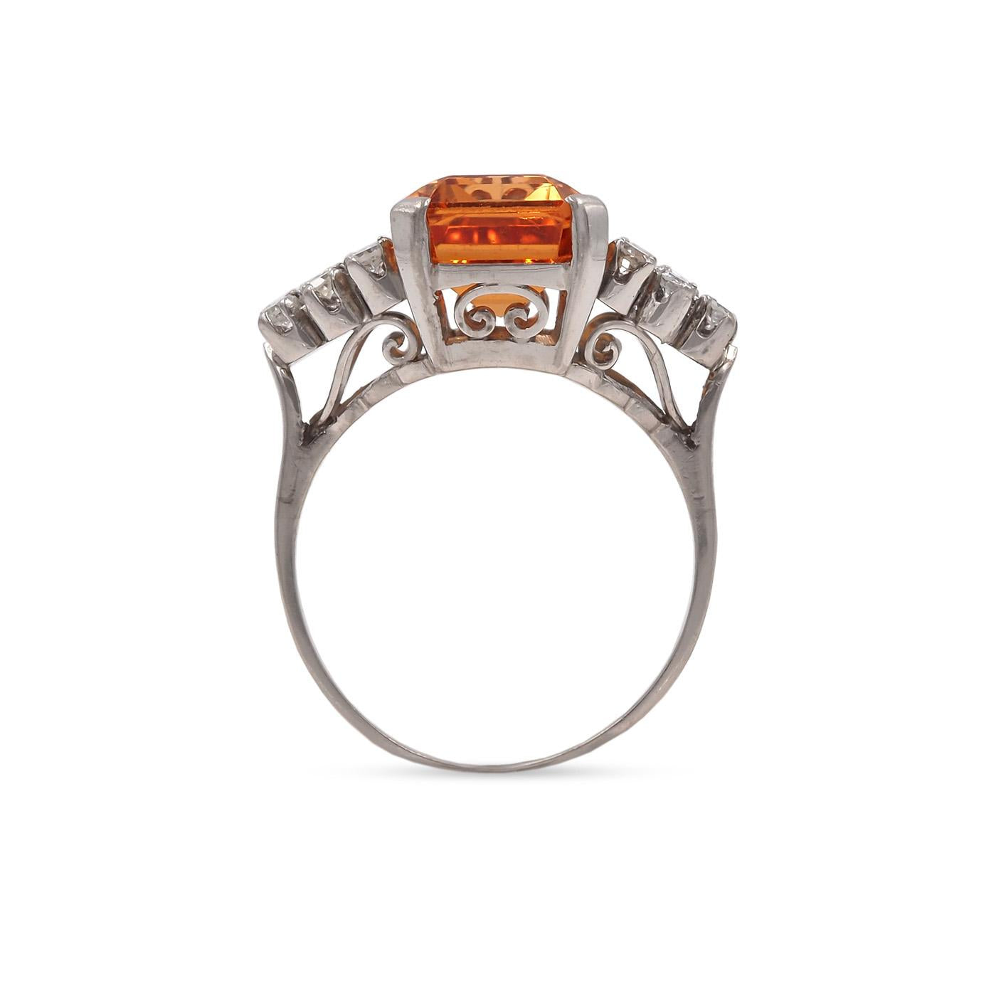Mid-Century 5.56 Ct. Orange Topaz & Diamond Dinner Ring