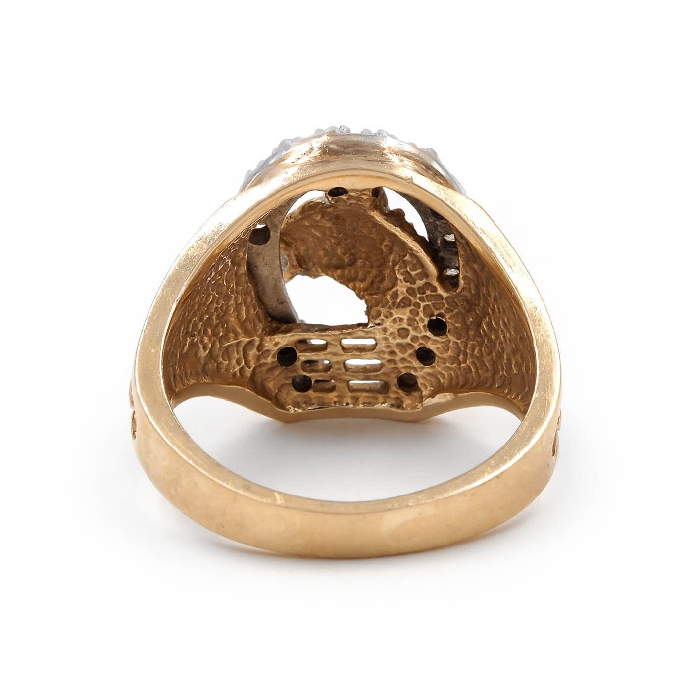 Vintage Diamond Horseshoe & Horse Head Ring