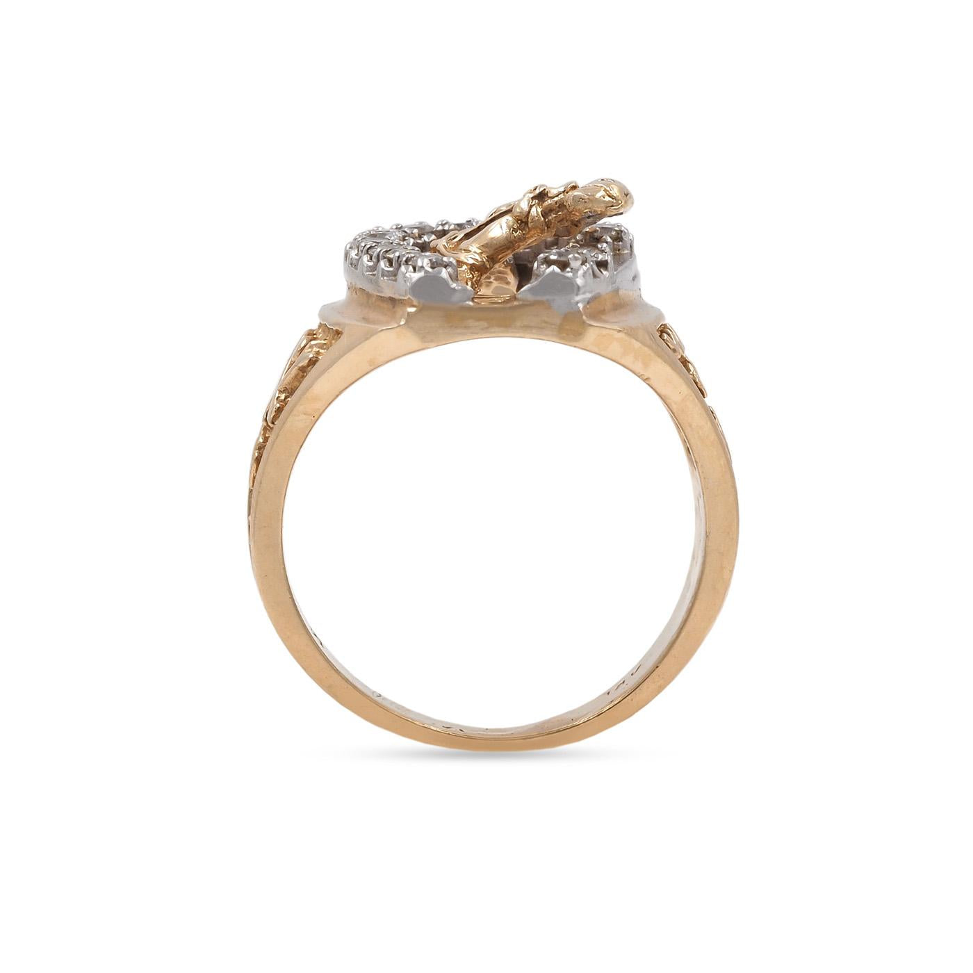 Vintage Diamond Horseshoe & Horse Head Ring