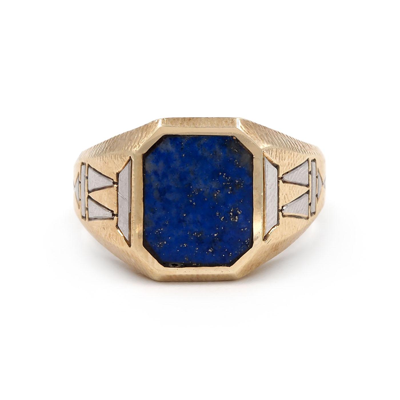 Art Deco Egyptian-Revival Lapis Lazuli Signet Ring