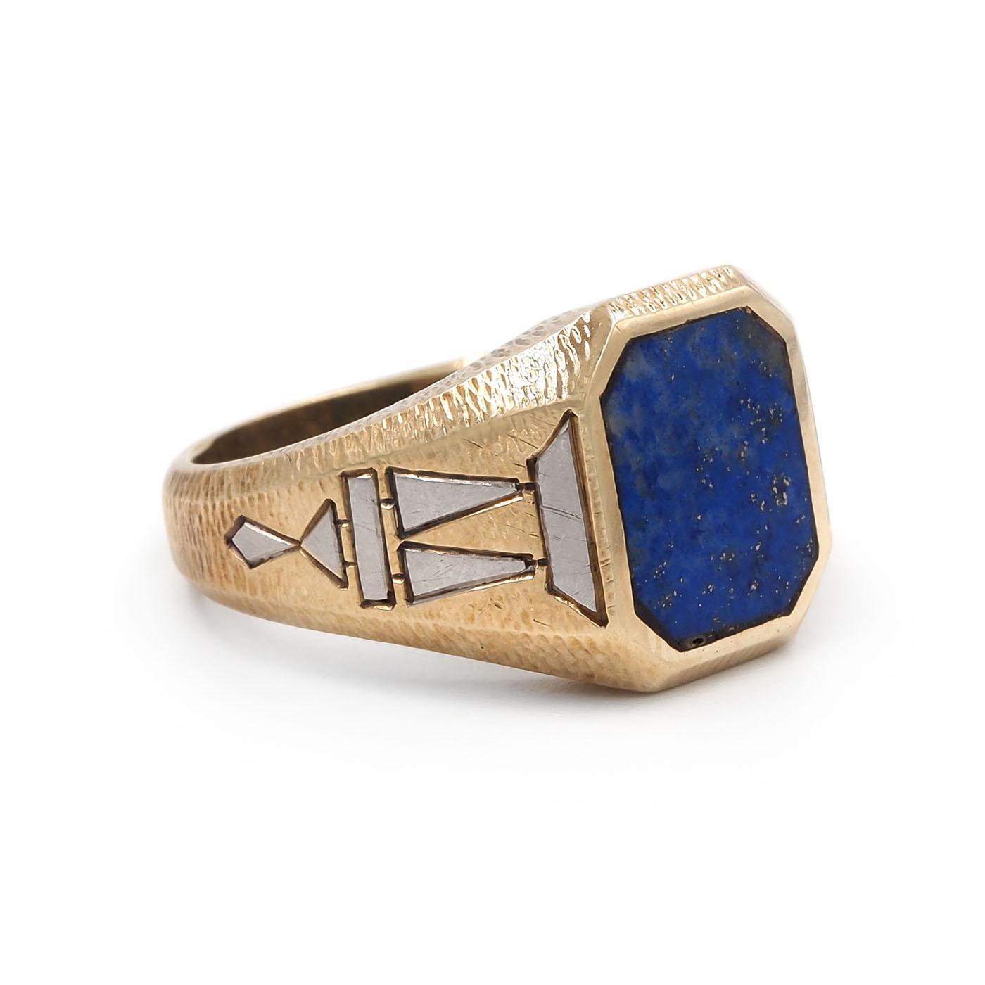 Art Deco Egyptian-Revival Lapis Lazuli Signet Ring
