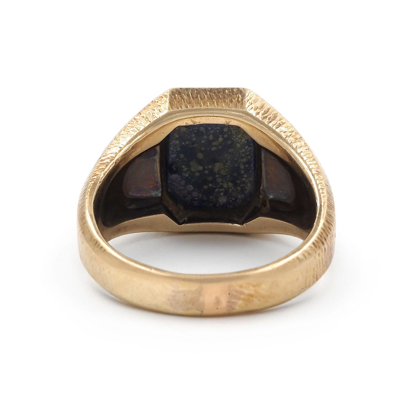 Art Deco Egyptian-Revival Lapis Lazuli Signet Ring