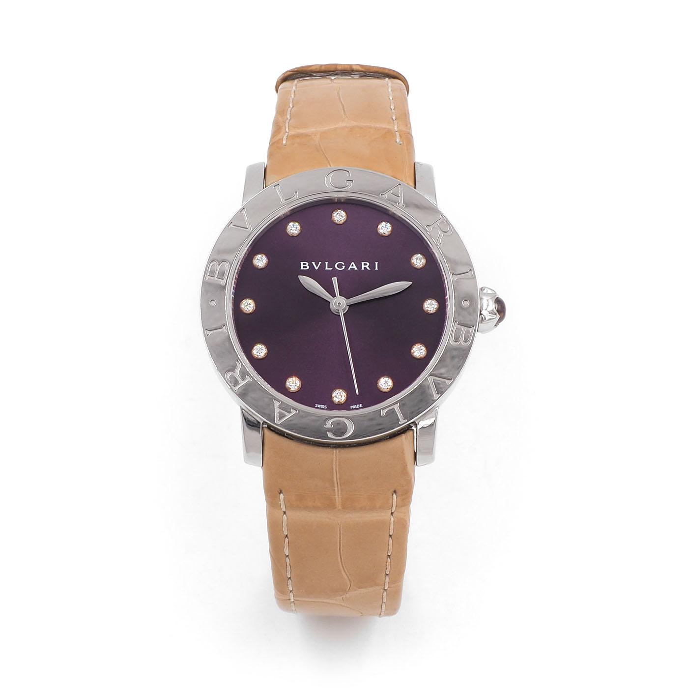 Bulgari Watch with a Diamond Dial & Purple Face