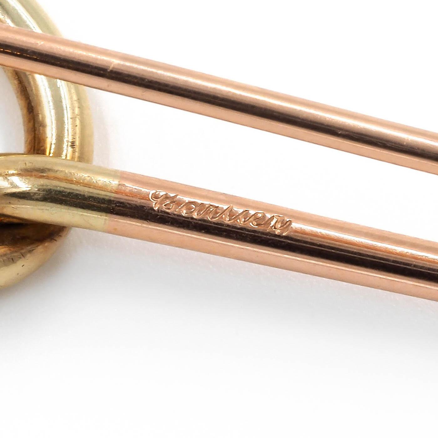 Vintage Two-Tone 'Lover's Knot' Safety Pin Brooch by Cartier