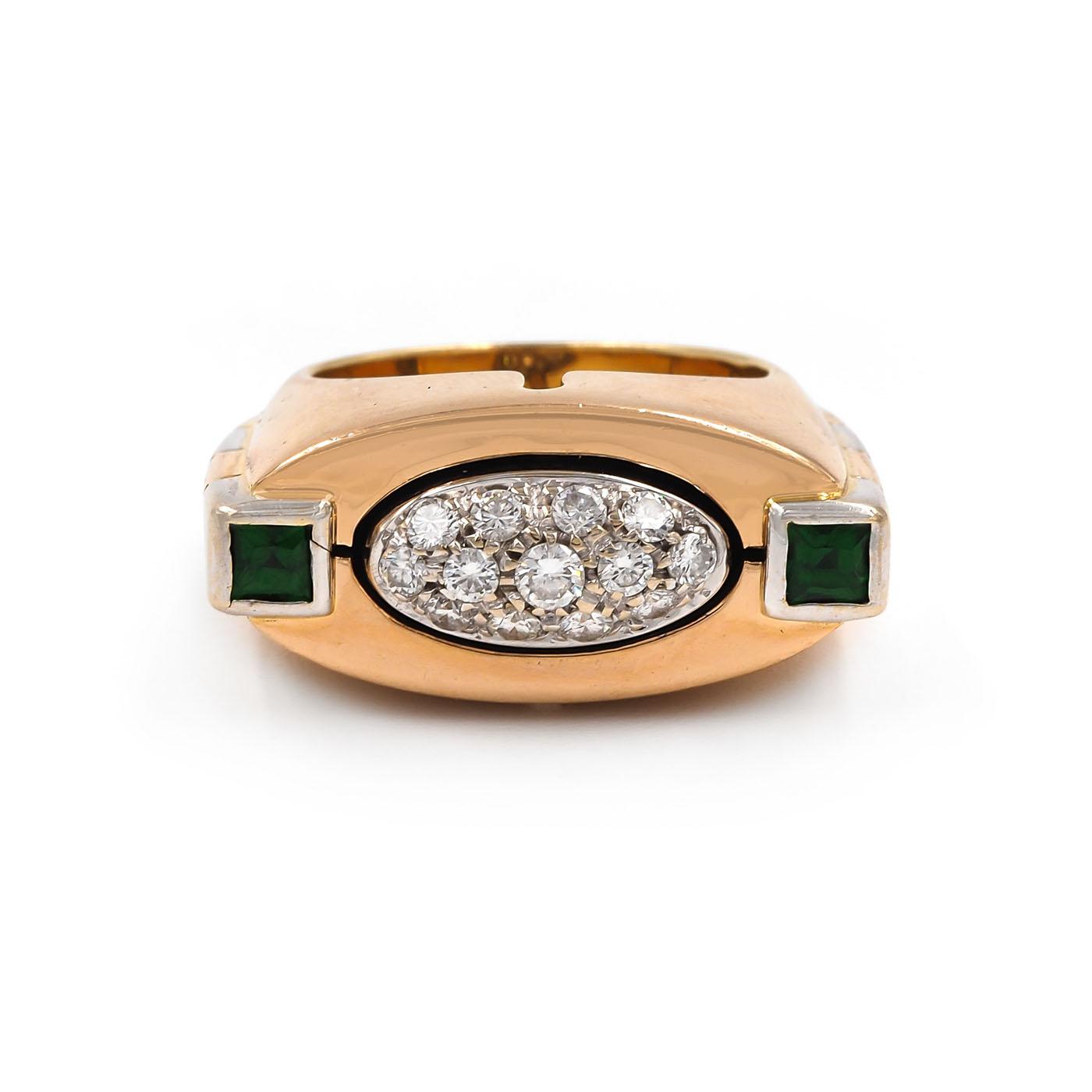 Vintage 0.42 Ctw. Diamond & Tsavorite Garnet Architectural Ring by La Nouvelle B