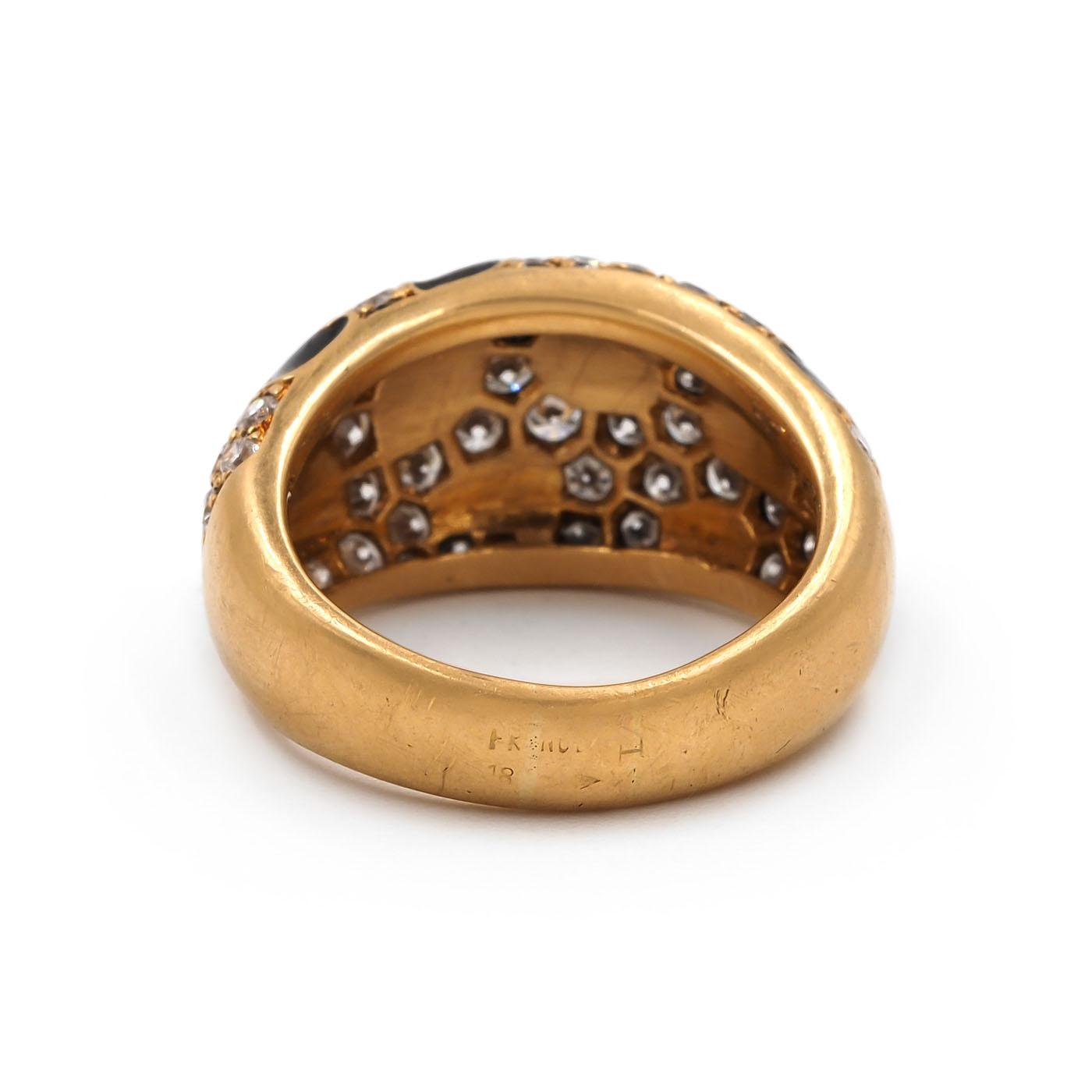 Vintage 1.25 Ctw. Diamond & Onyx Bombé Animal-Print Domed Ring