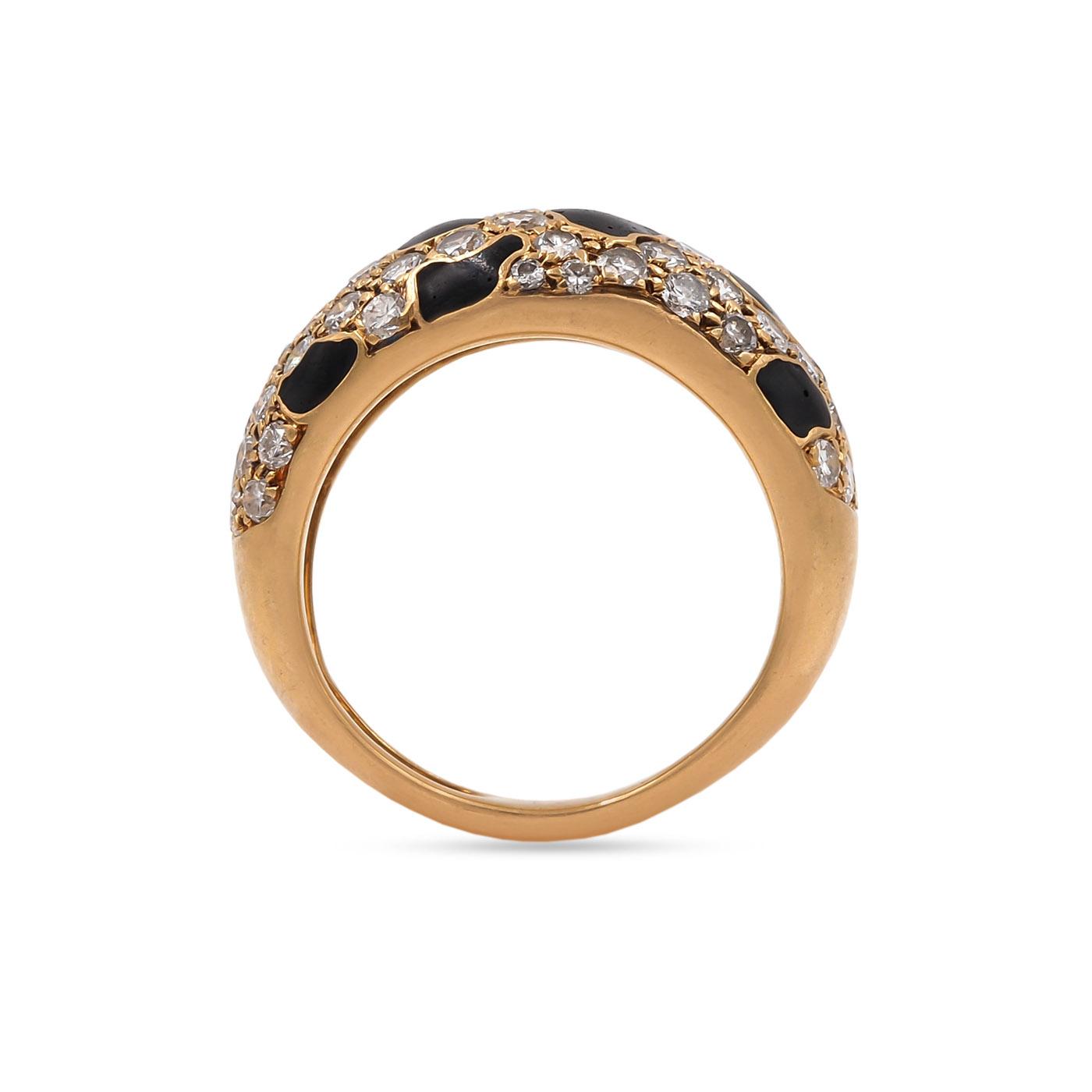 Vintage 1.25 Ctw. Diamond & Onyx Bombé Animal-Print Domed Ring