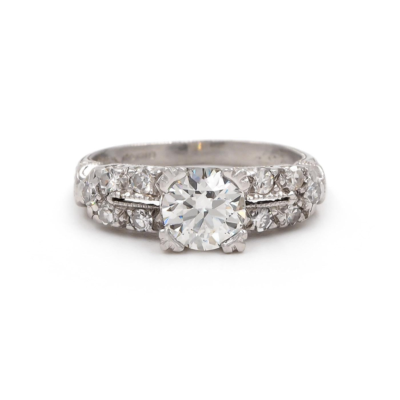 Art Deco 0.72 Ct. Transitional Cut Diamond Engagement Ring