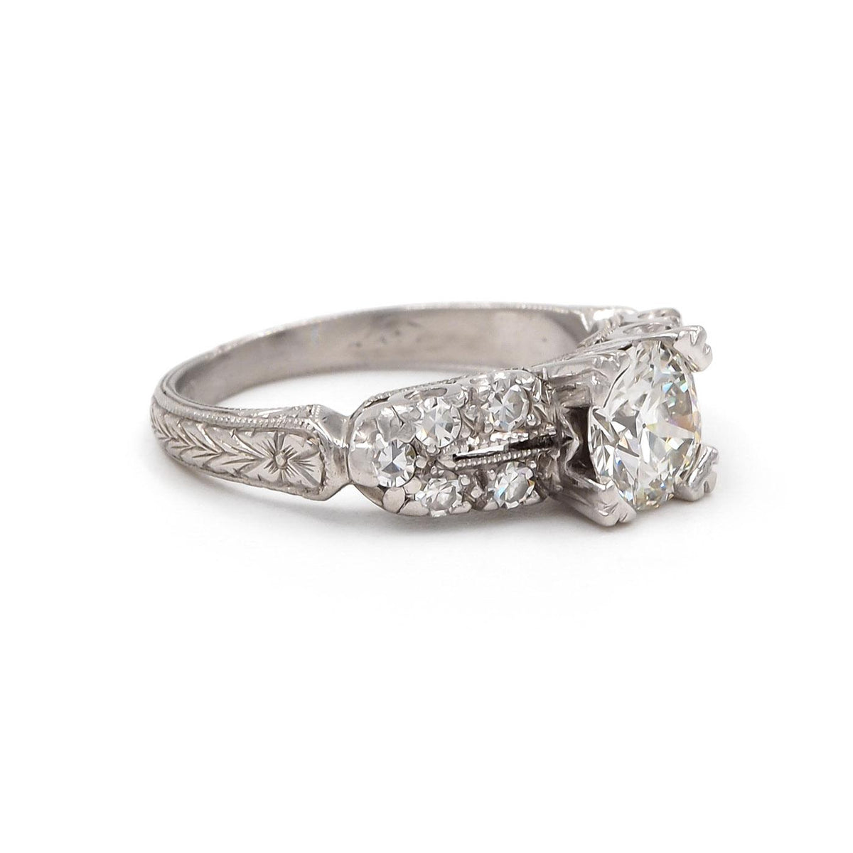 Art Deco 0.72 Ct. Transitional Cut Diamond Engagement Ring
