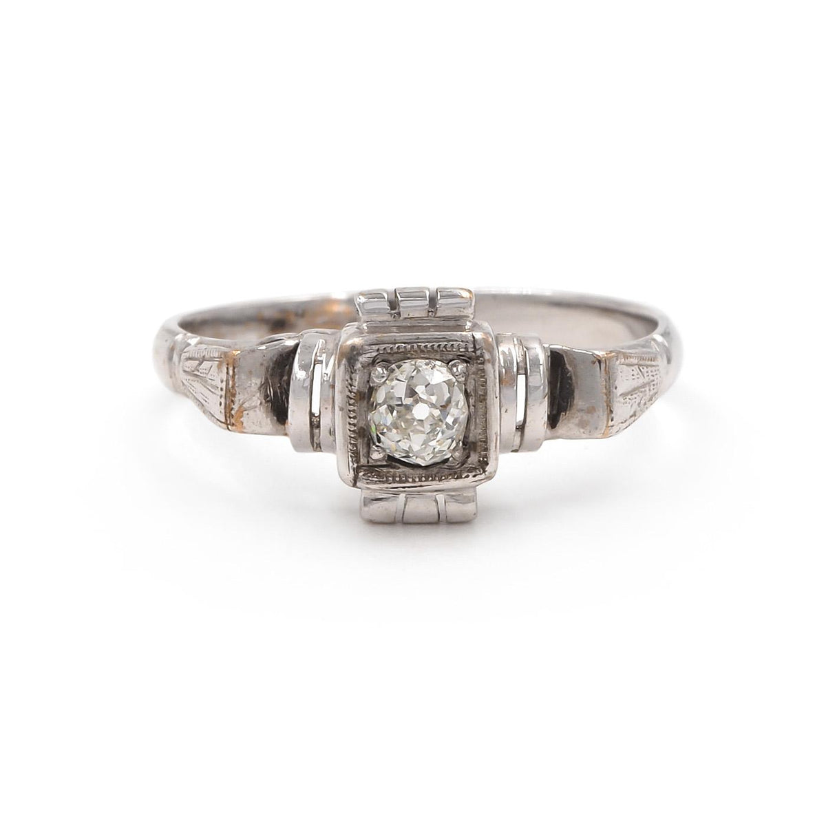 Art Deco 0.40 Ct Old Mine Cut Diamond Engagement Ring