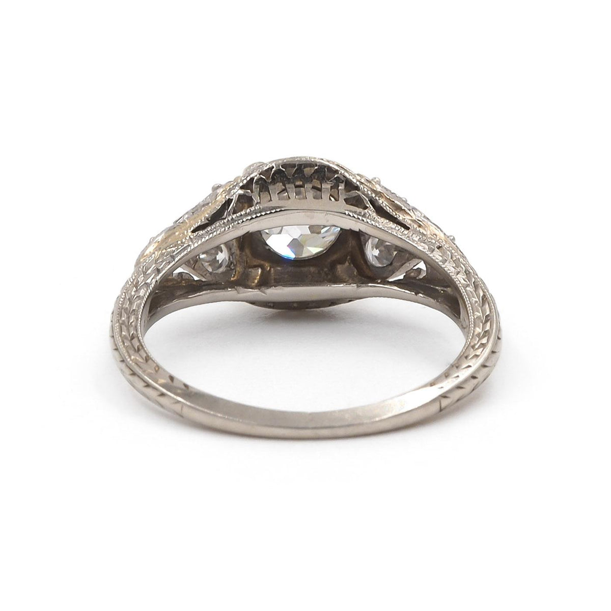 Art Deco 0.65 Ct. Old Mine Cut Diamond Ornate Engagement Ring