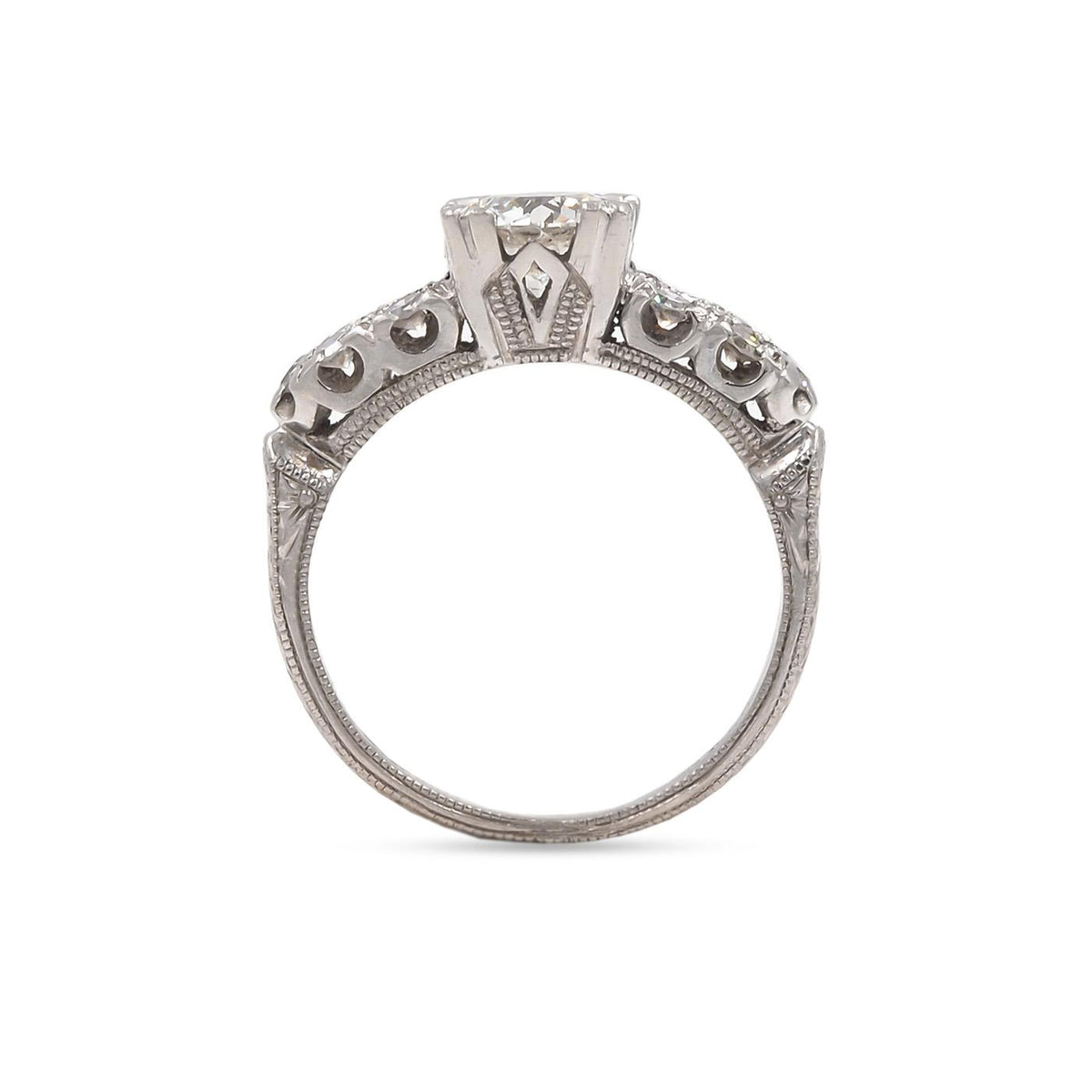 Art Deco 0.72 Ct. Transitional Cut Diamond Engagement Ring
