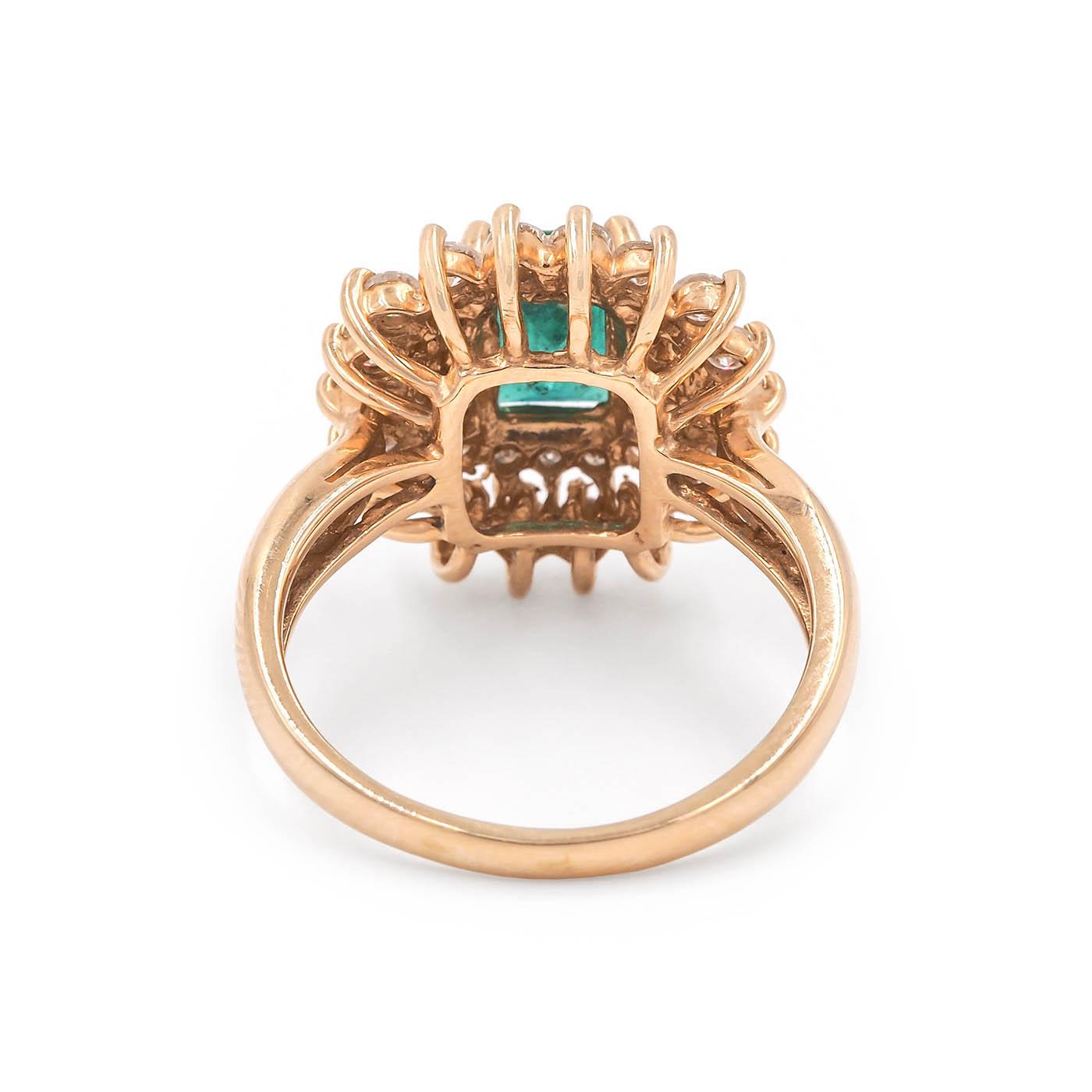 Vintage 1.60 Ct. Emerald & Diamond Cluster Ring