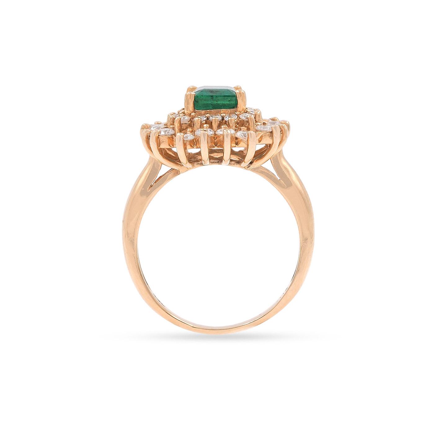 Vintage 1.60 Ct. Emerald & Diamond Cluster Ring