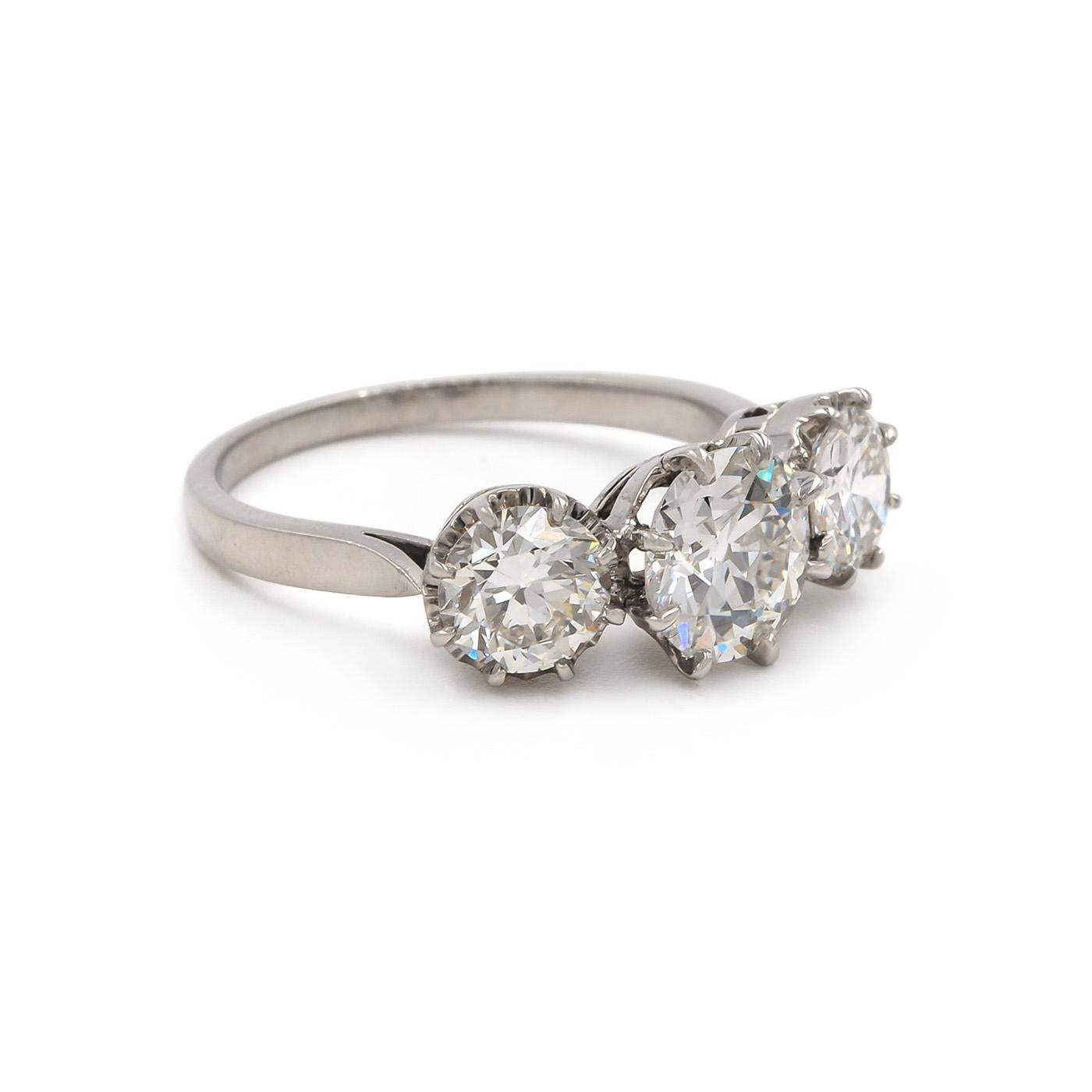 Art Deco 1.38 Ct. Old European Cut Diamond 3-Stone Ring