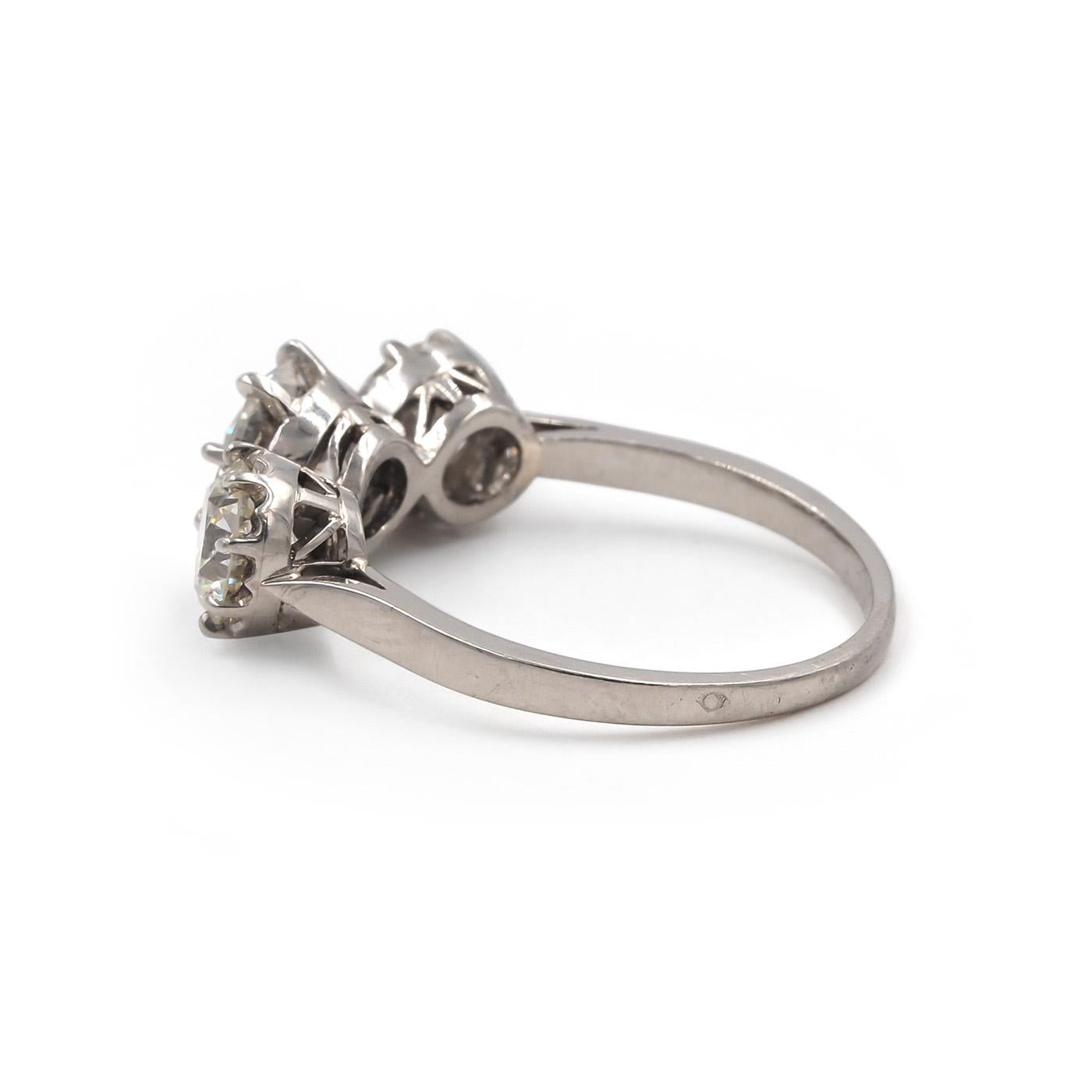 Art Deco 1.38 Ct. Old European Cut Diamond 3-Stone Ring