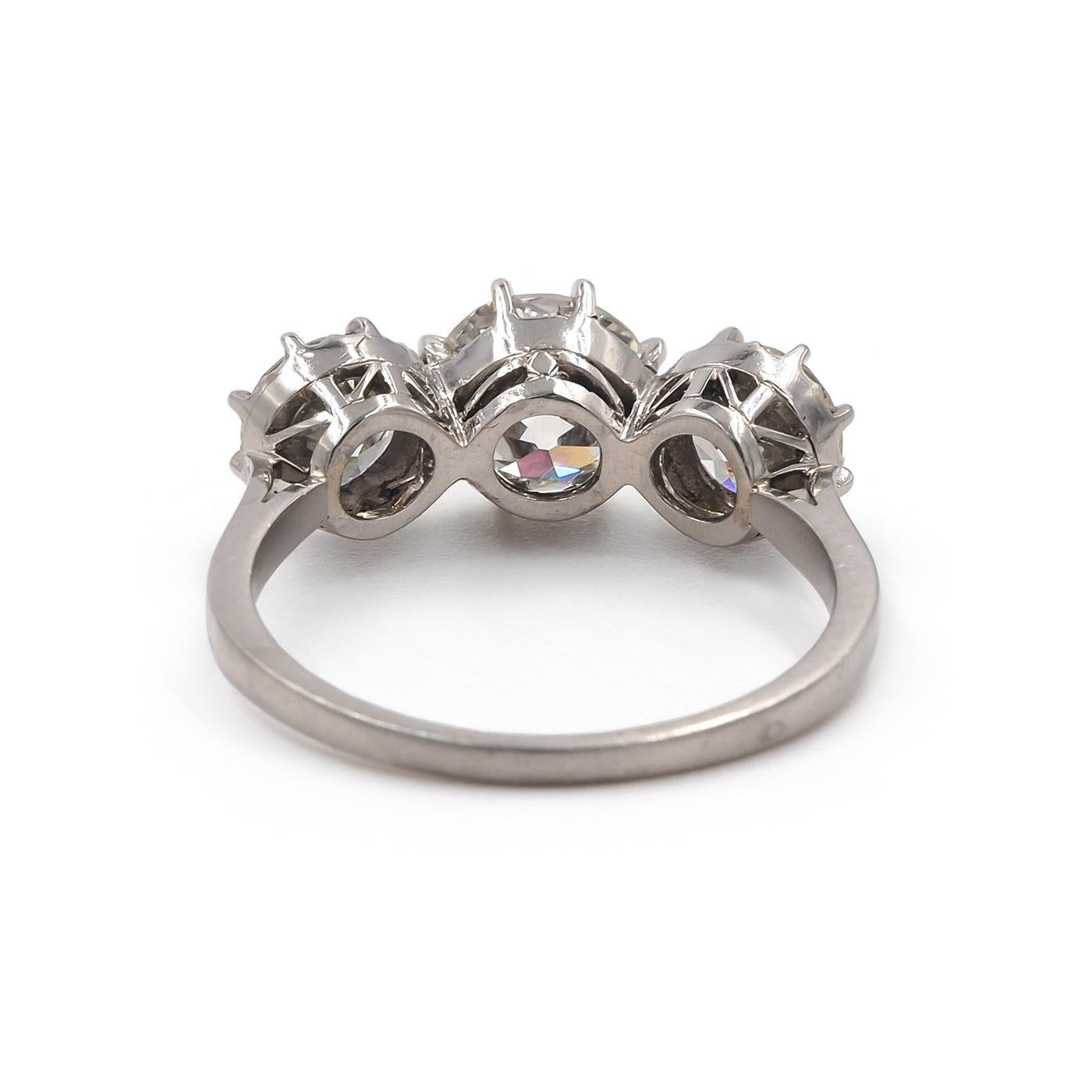 Art Deco 1.38 Ct. Old European Cut Diamond 3-Stone Ring