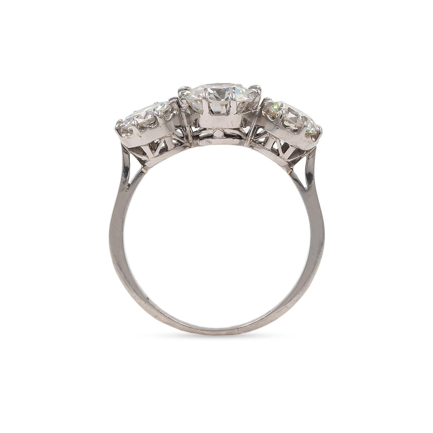 Art Deco 1.38 Ct. Old European Cut Diamond 3-Stone Ring