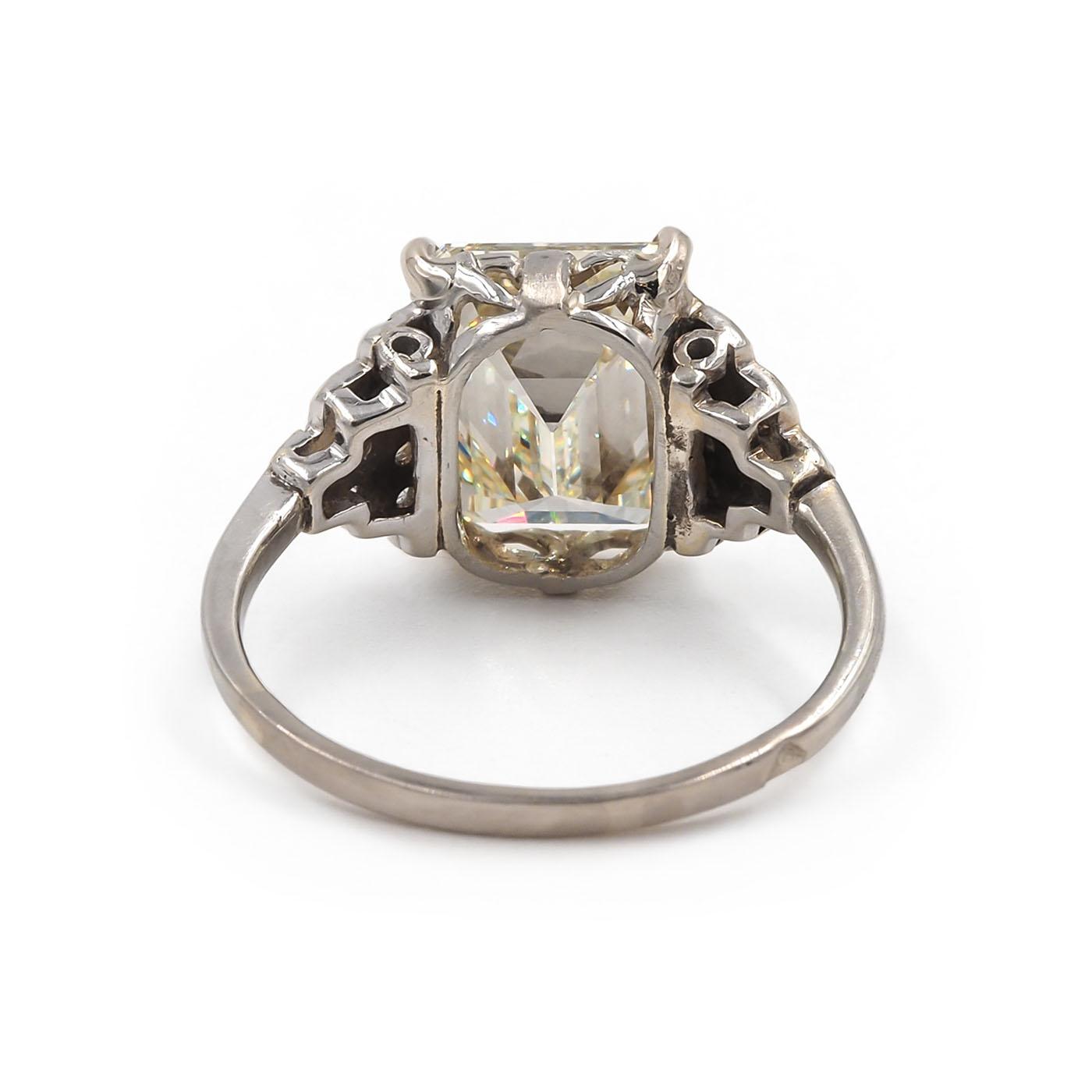 Art Deco 3.13 Ct. Emerald Cut Diamond Engagement Ring