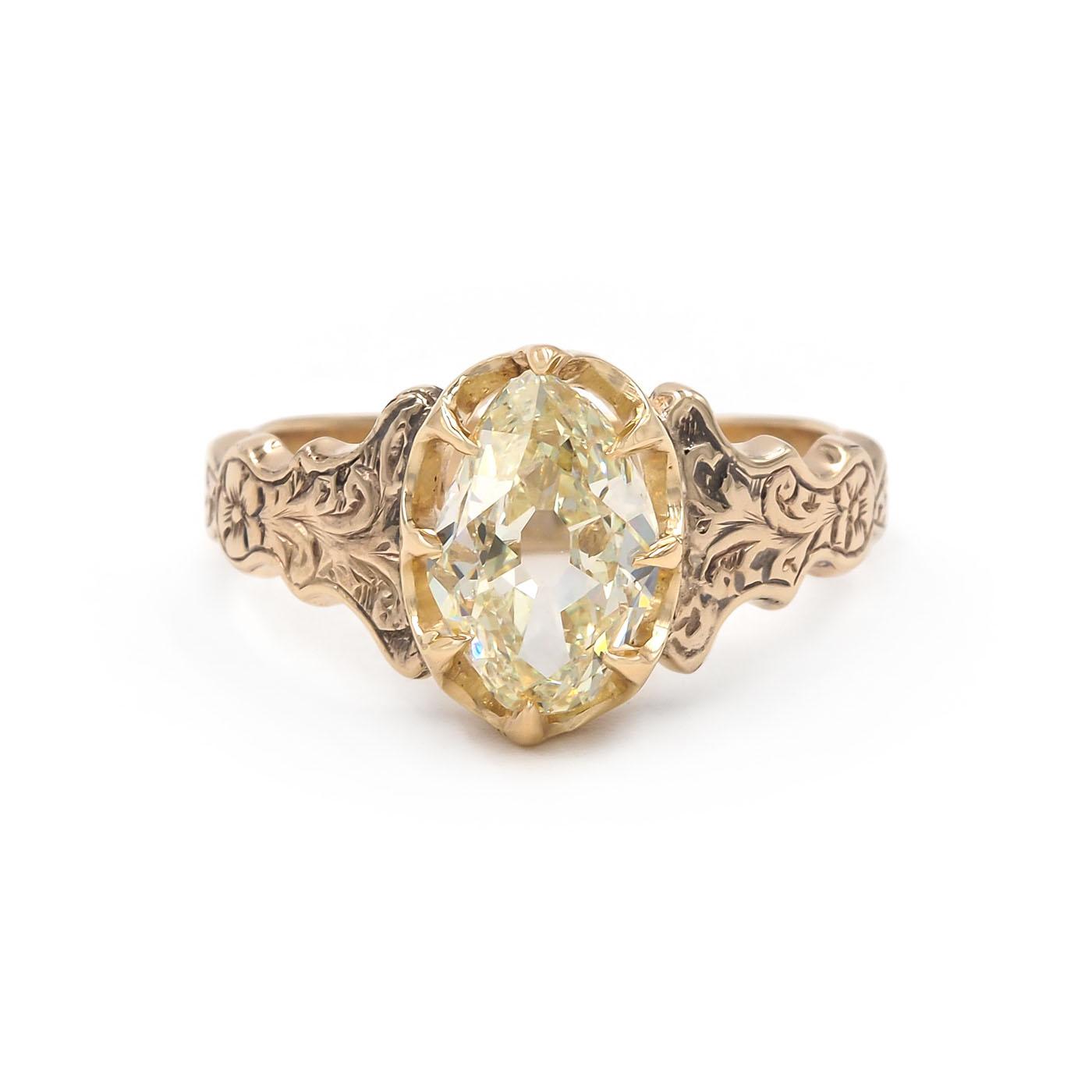 Victorian 1.60 Ct. Lozenge Cut Diamond Solitaire Engagement Ring