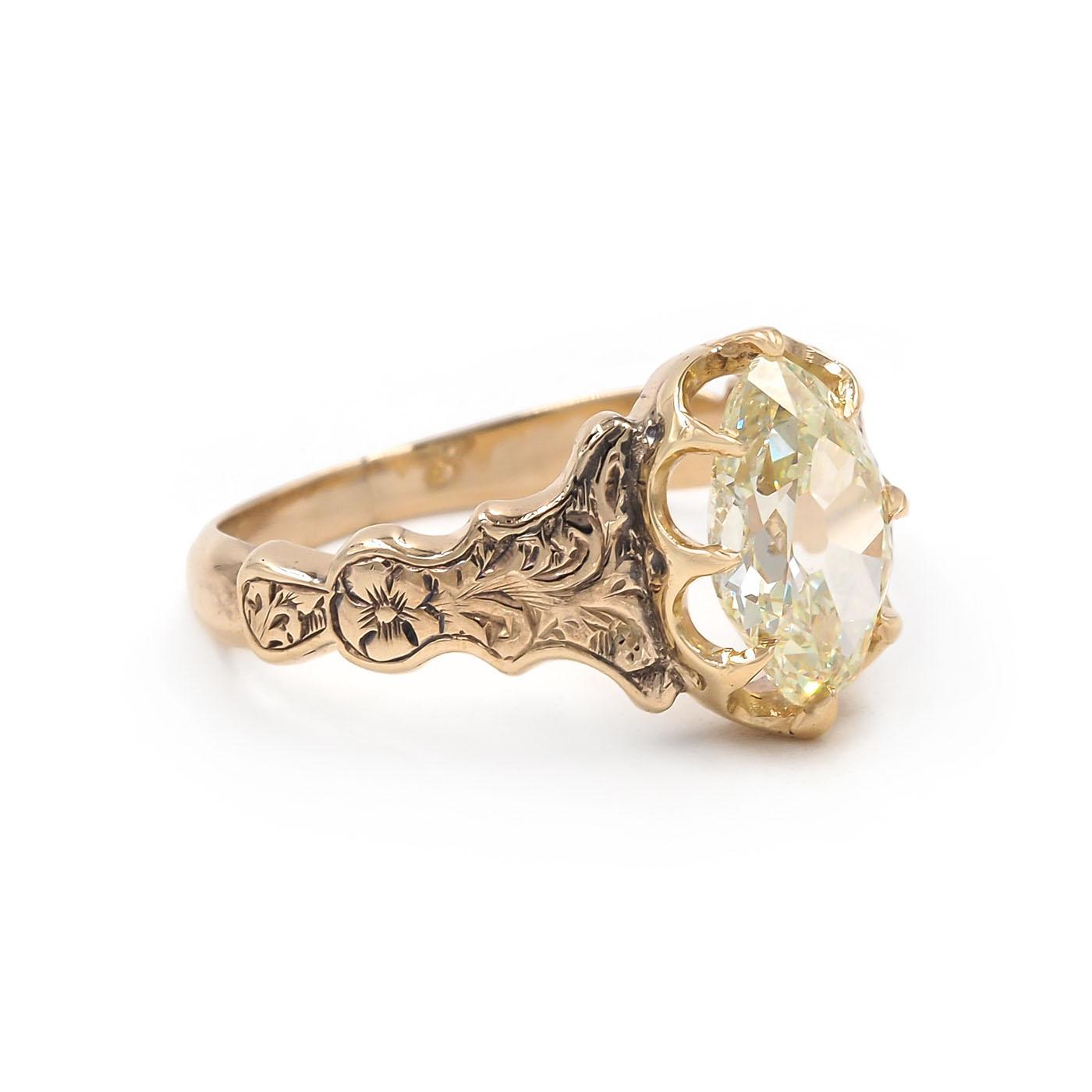 Victorian 1.60 Ct. Lozenge Cut Diamond Solitaire Engagement Ring