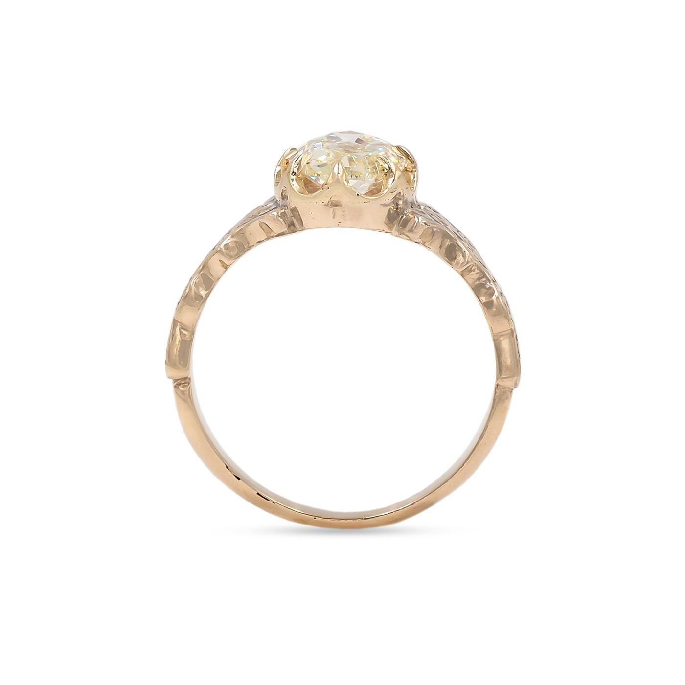 Victorian 1.60 Ct. Lozenge Cut Diamond Solitaire Engagement Ring