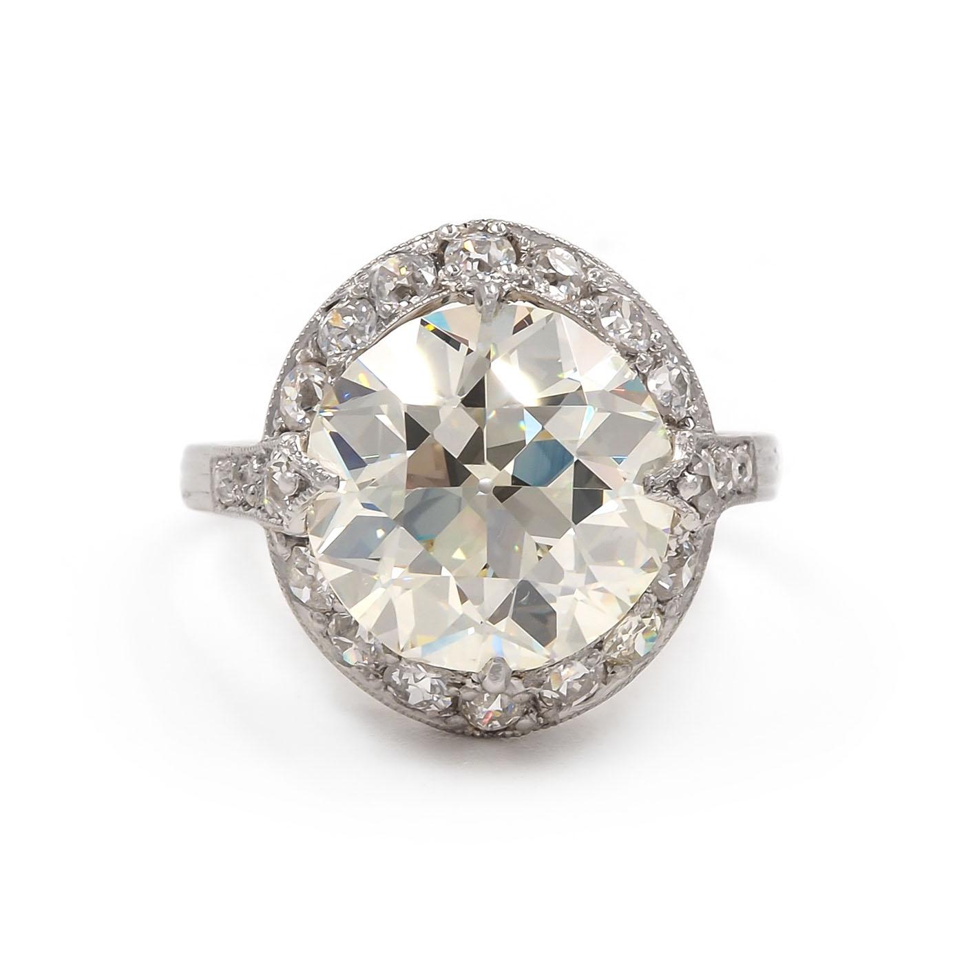 Art Deco 4.50 Ct. Old European Cut Diamond Engagement Ring