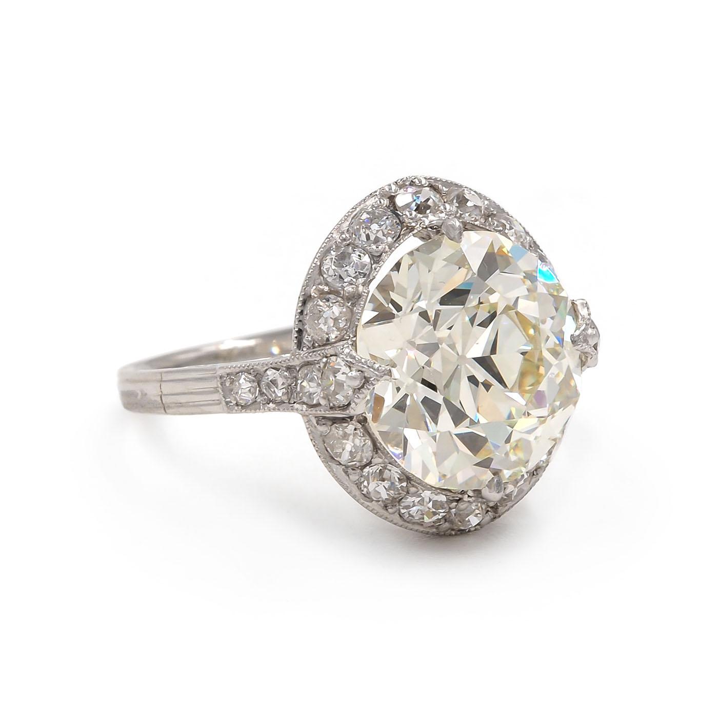 Art Deco 4.50 Ct. Old European Cut Diamond Engagement Ring