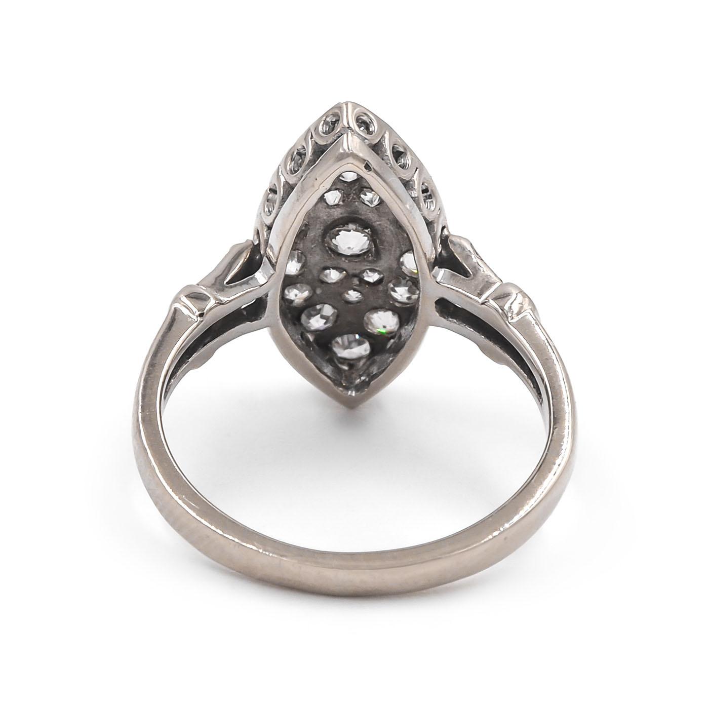 Art Deco 0.50 Ctw. Old European Cut Diamond Navette Ring