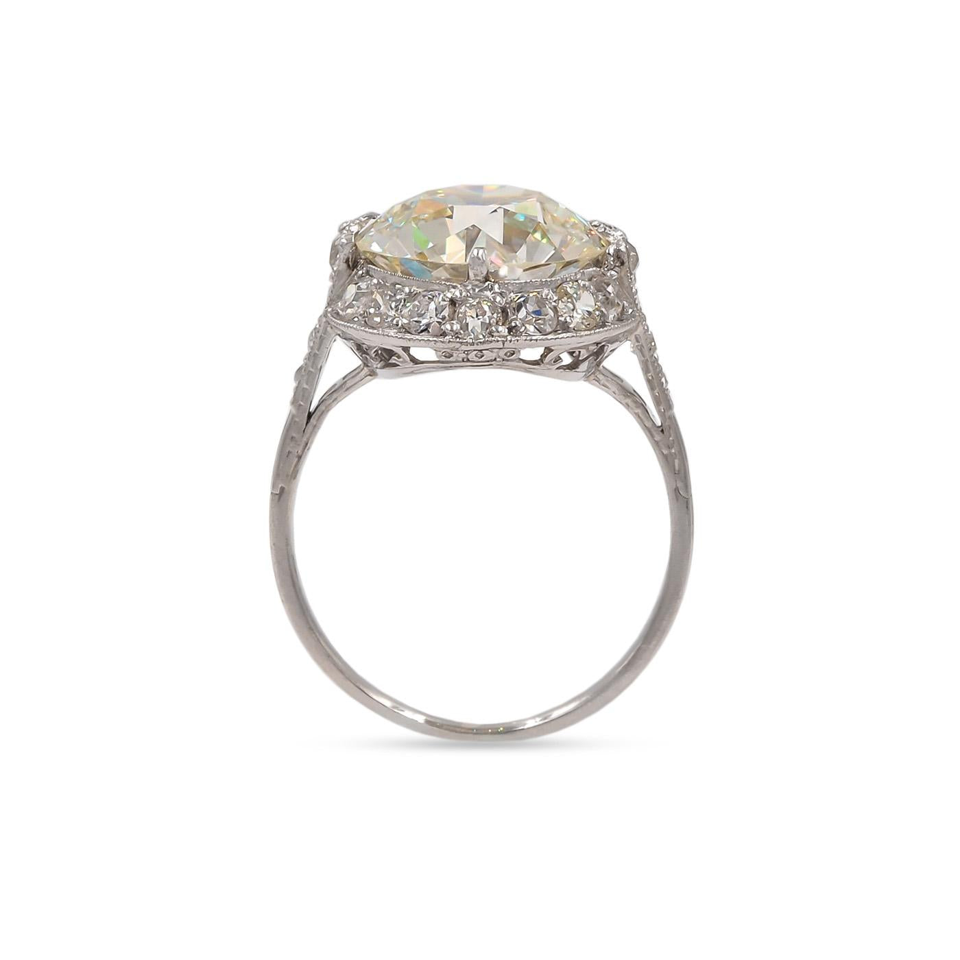 Art Deco 4.50 Ct. Old European Cut Diamond Engagement Ring