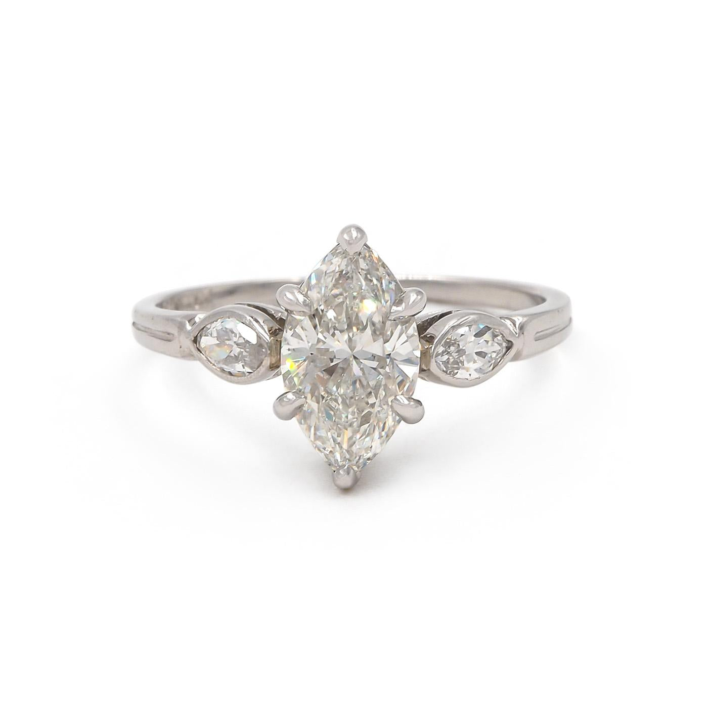 Mid-Century 1.54 Ct. Marquise Cut Diamond Engagement Ring