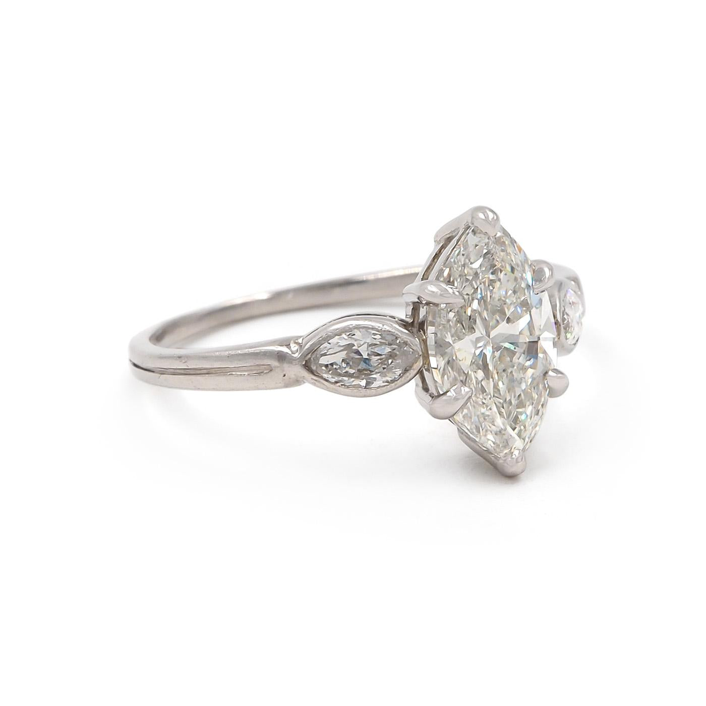 Mid-Century 1.54 Ct. Marquise Cut Diamond Engagement Ring