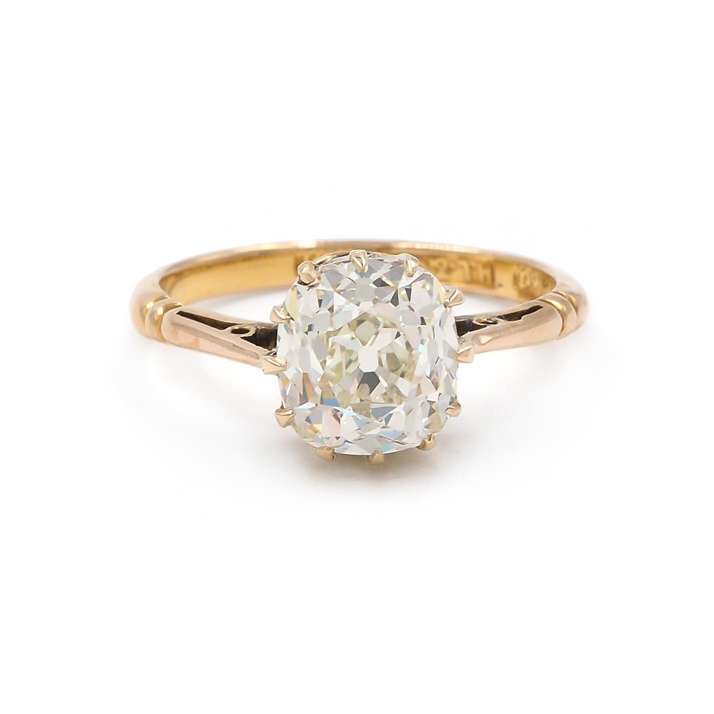 Edwardian 2.05 Ct. Old Mine Cut Diamond Solitaire Engagement Ring