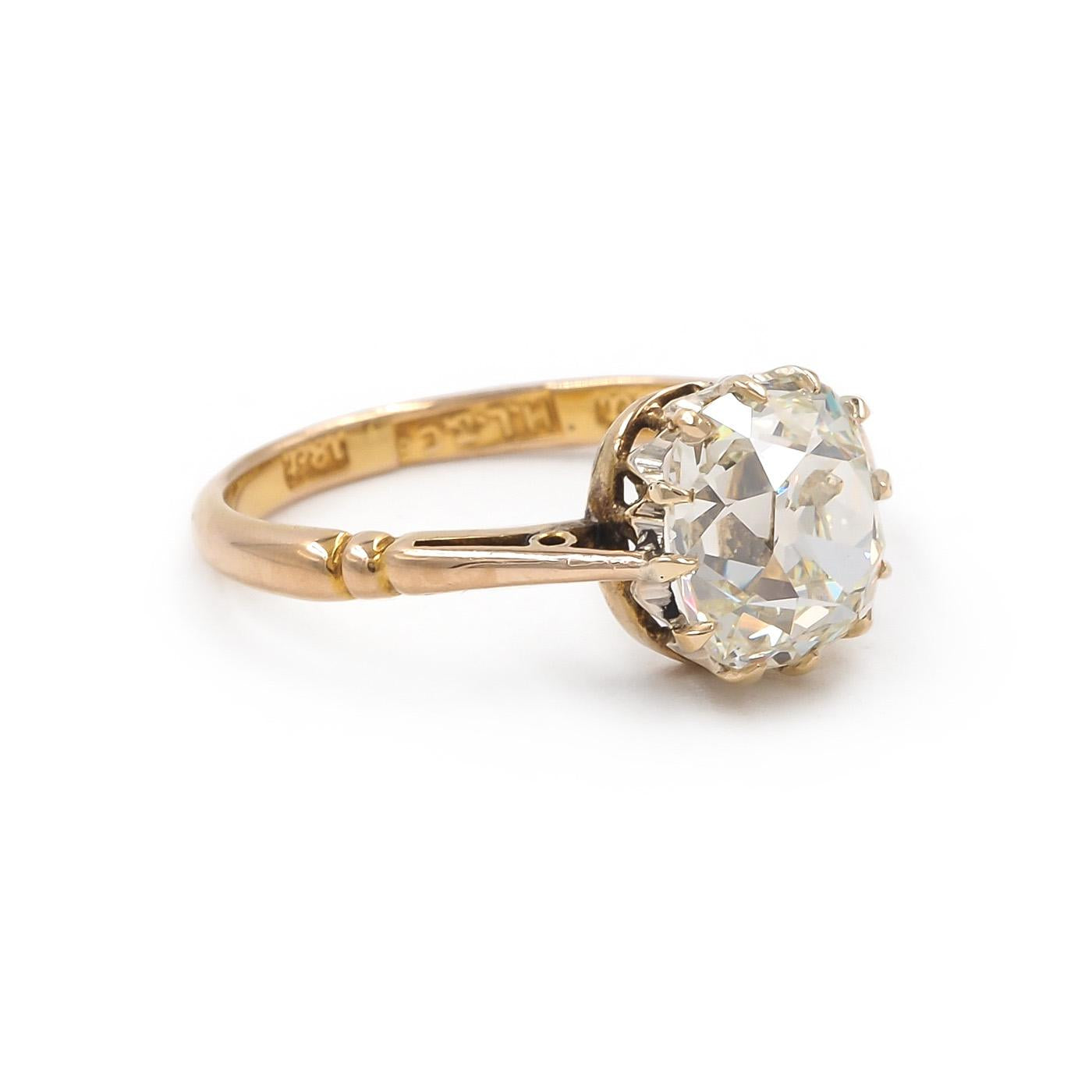 Edwardian 2.05 Ct. Old Mine Cut Diamond Solitaire Engagement Ring