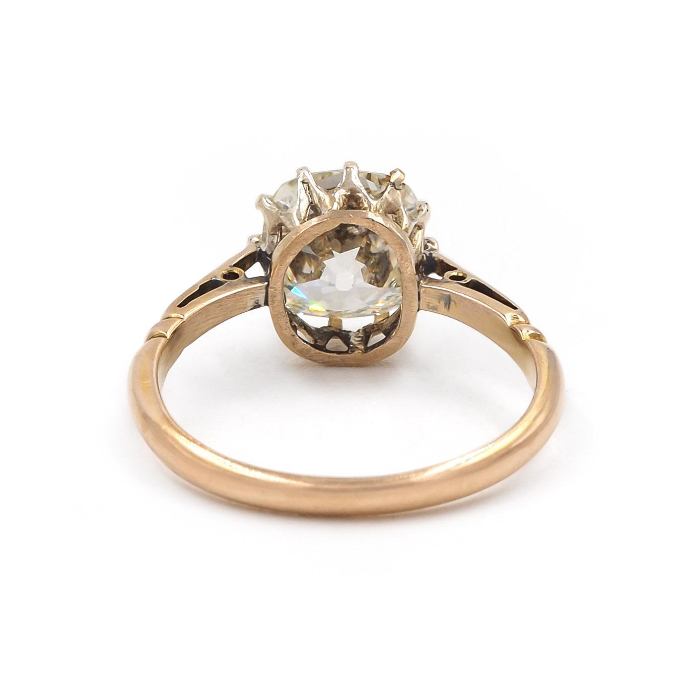 Edwardian 2.05 Ct. Old Mine Cut Diamond Solitaire Engagement Ring