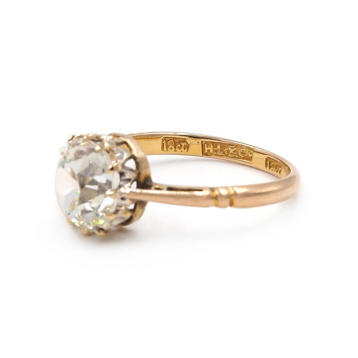 Edwardian 2.05 Ct. Old Mine Cut Diamond Solitaire Engagement Ring