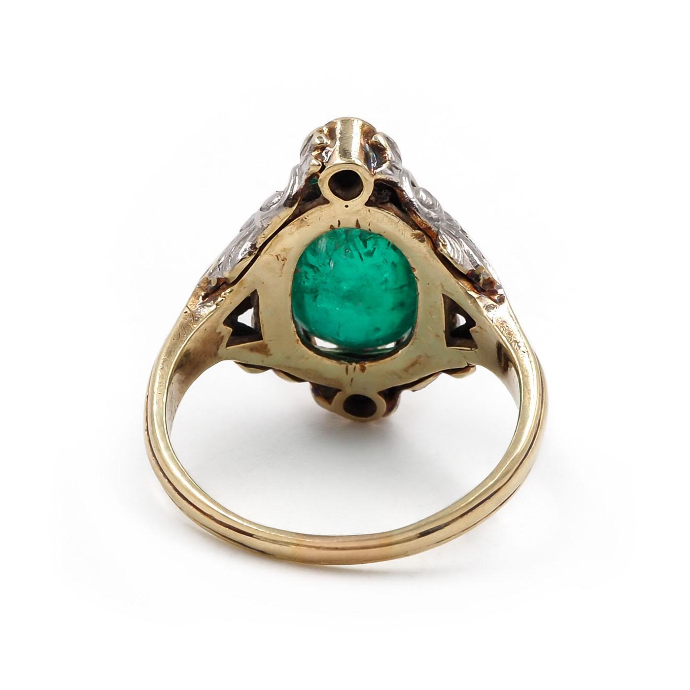 Art Nouveau 3.16 Ct. Colombian Emerald & Diamond Dinner Ring