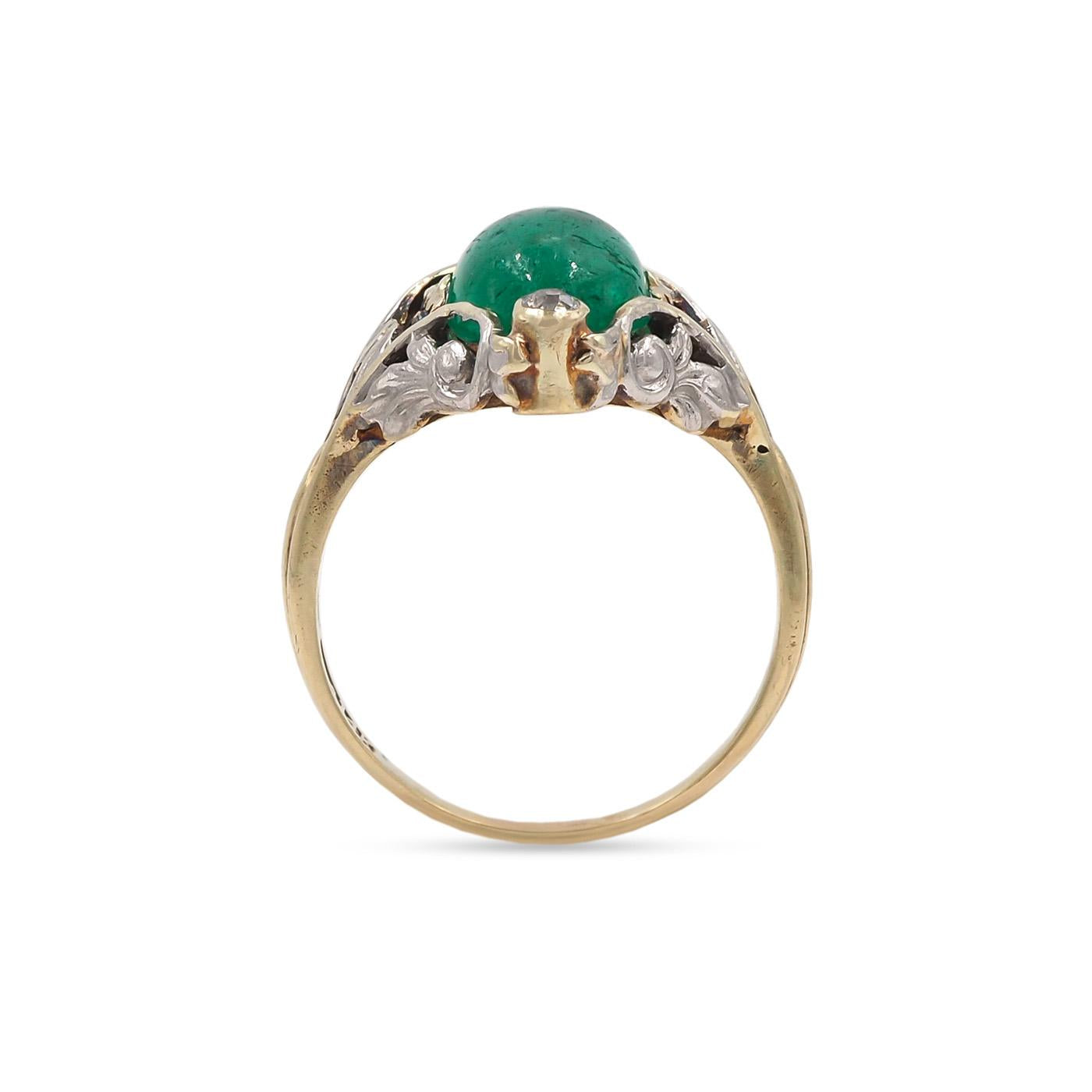 Art Nouveau 3.16 Ct. Colombian Emerald & Diamond Dinner Ring