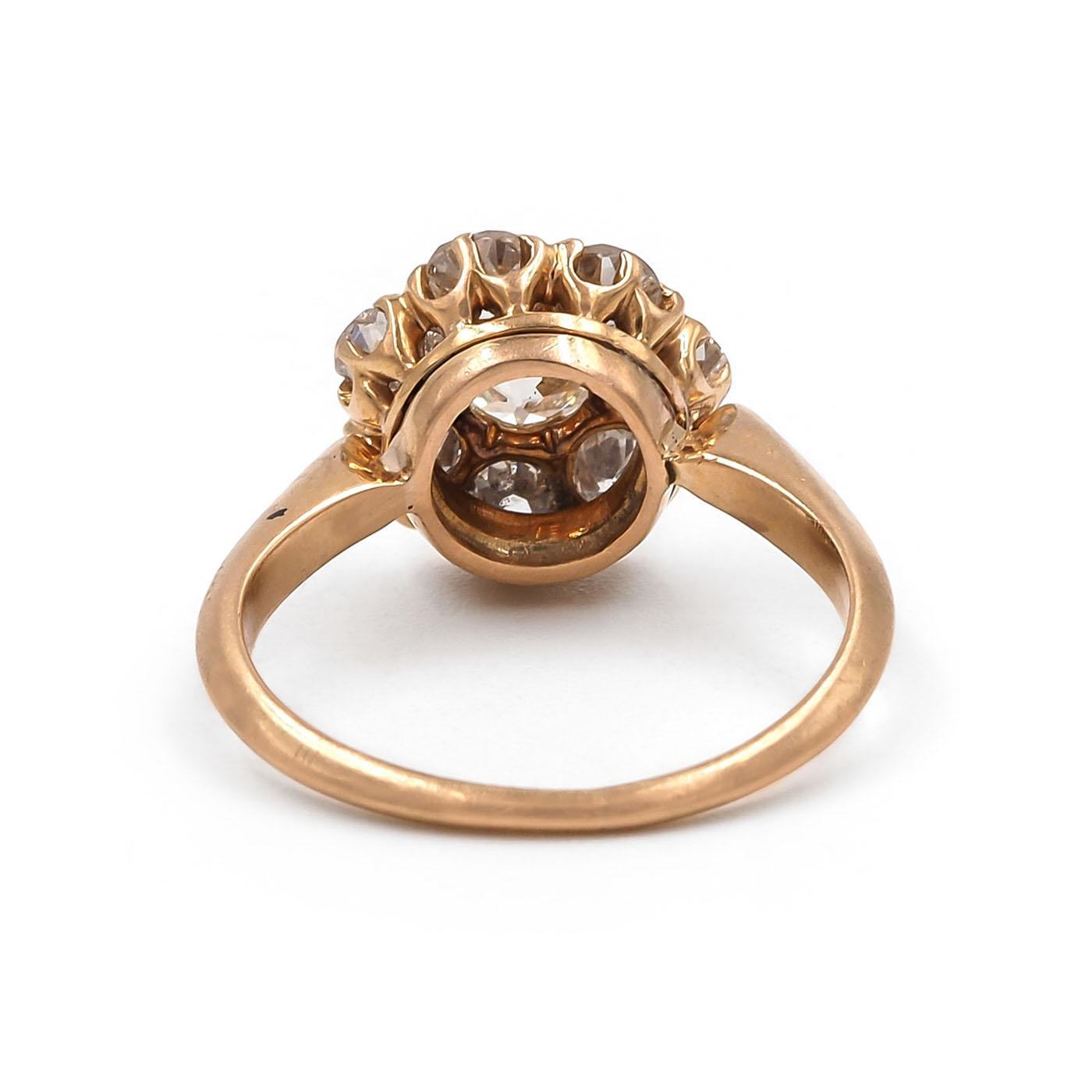 Victorian 1.25 Ctw. Old Mine Cut Diamond Cluster Ring