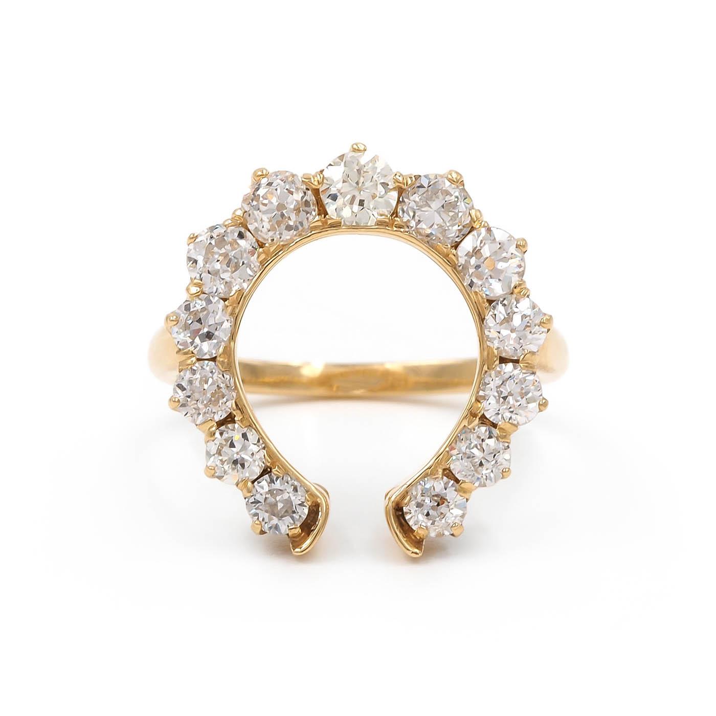 1.53 Ctw. Old European Cut Diamond Horseshoe Ring from Bespoke by Platt