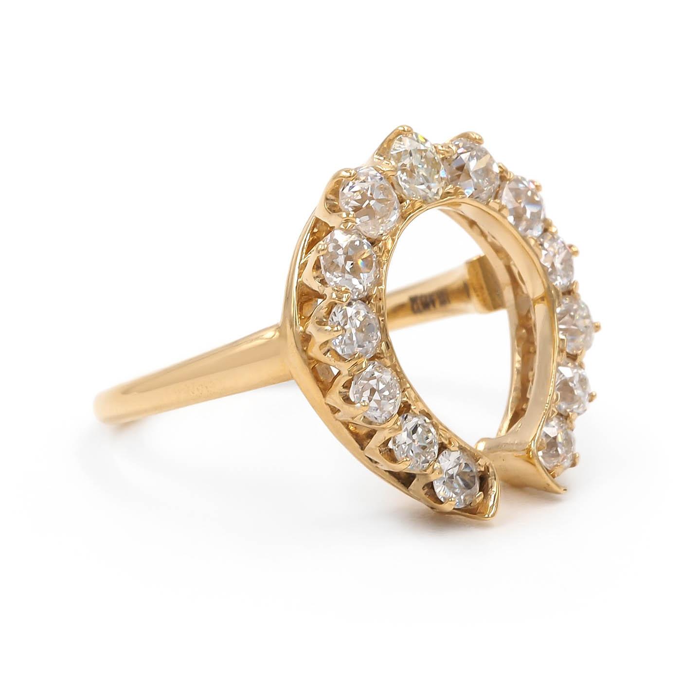 1.53 Ctw. Old European Cut Diamond Horseshoe Ring from Bespoke by Platt