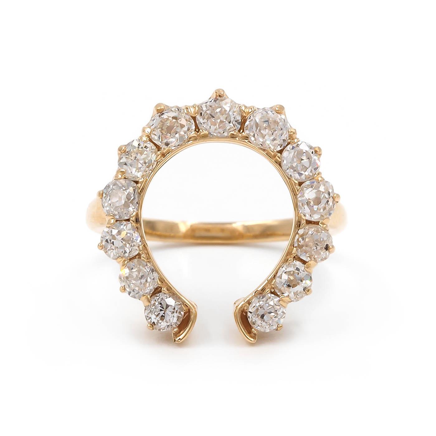 1.57 Ctw. Old Mine Cut Diamond Horseshoe Ring from Bespoke by Platt