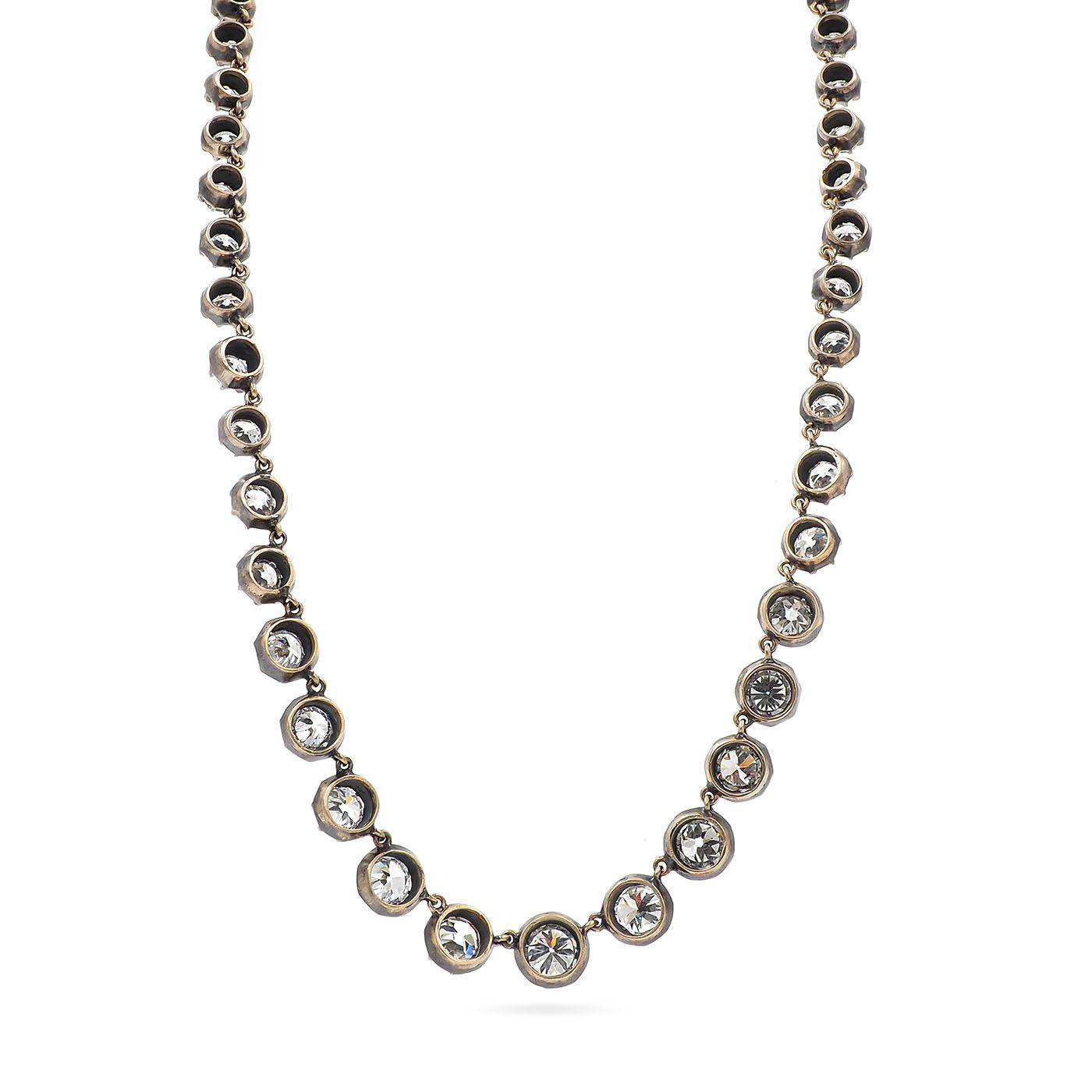 21.03 Ctw. Old Mine Cut & Old European Cut Diamond Rivière Necklace
