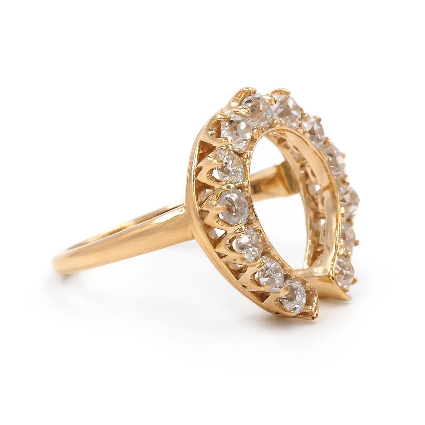 1.57 Ctw. Old Mine Cut Diamond Horseshoe Ring from Bespoke by Platt