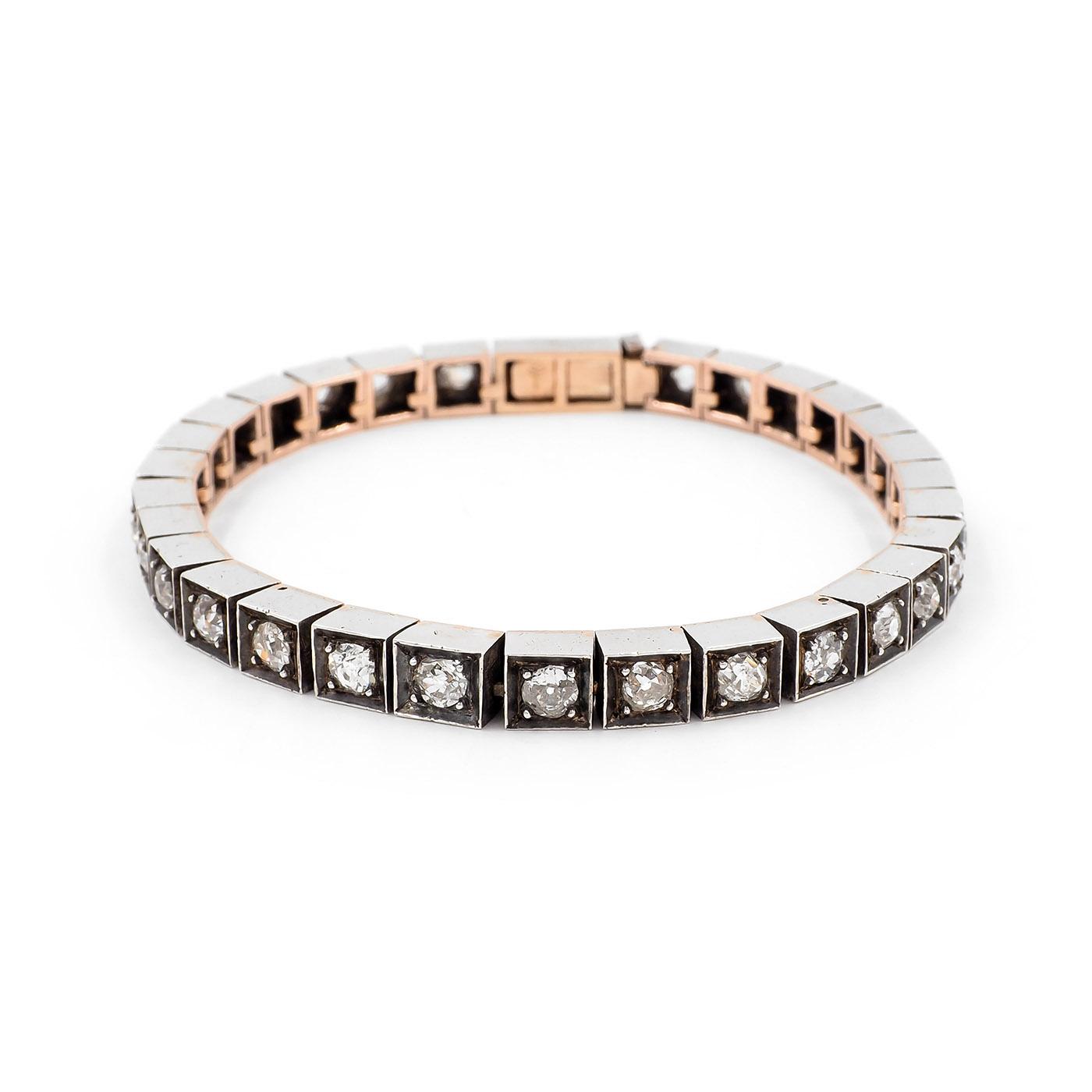 Victorian 6.00 Ctw. Old Cut Diamond Line Bracelet