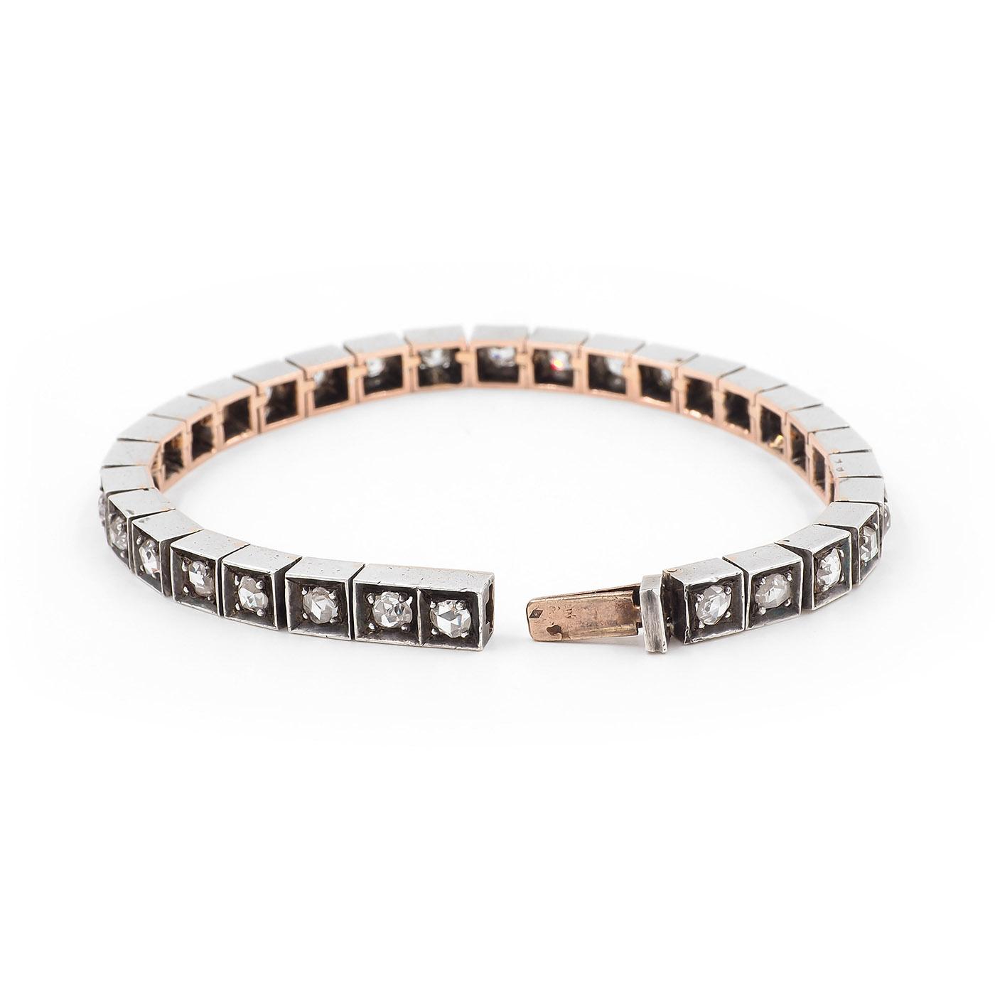 Victorian 6.00 Ctw. Old Cut Diamond Line Bracelet